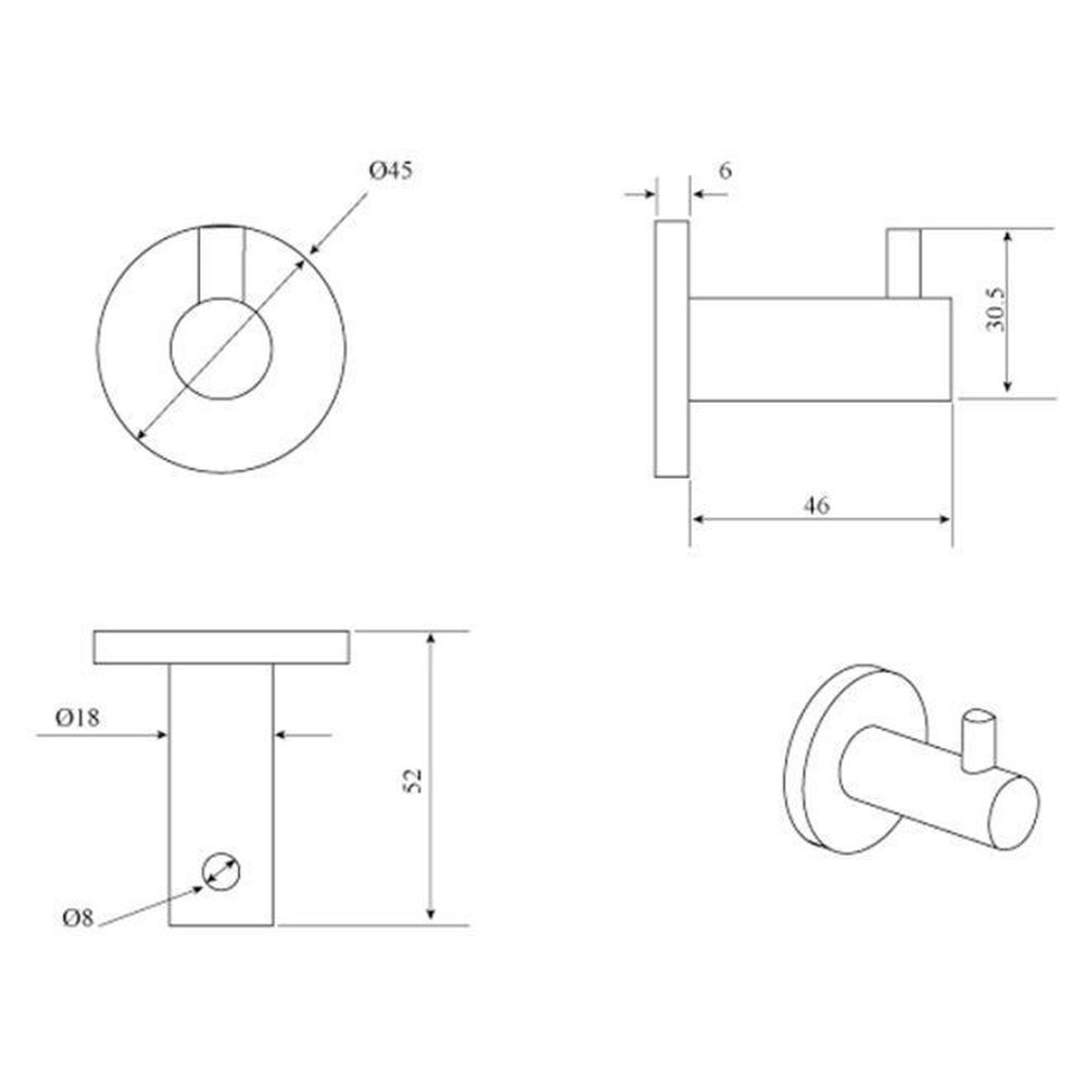 Mica Robe Hook, Brushed Nickel