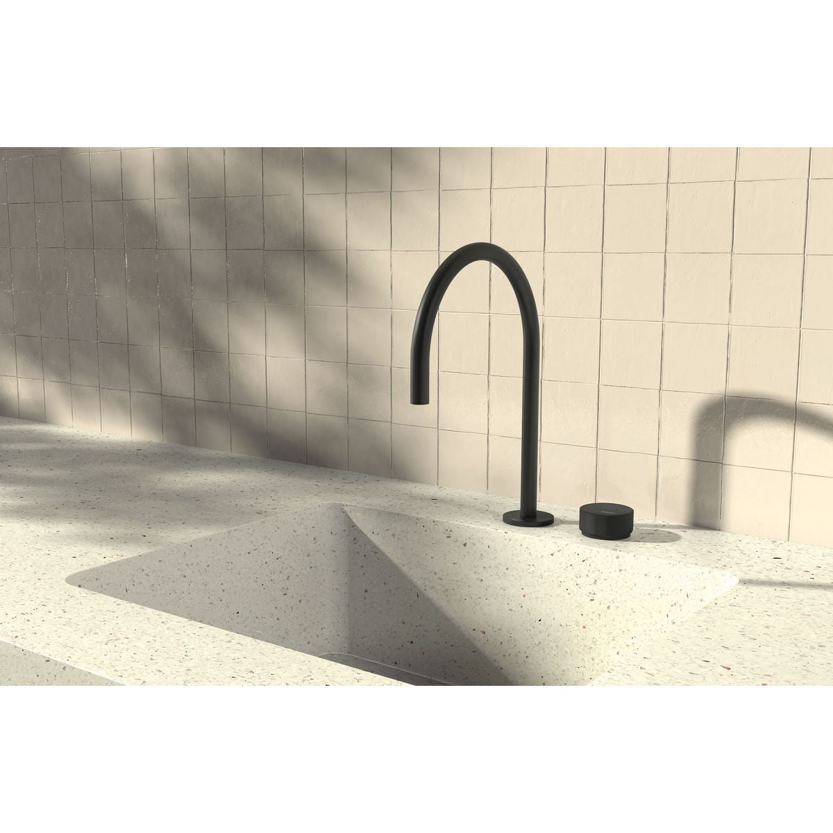 Axia Hob Sink Mixer Set 220mm Gooseneck - Matte Black