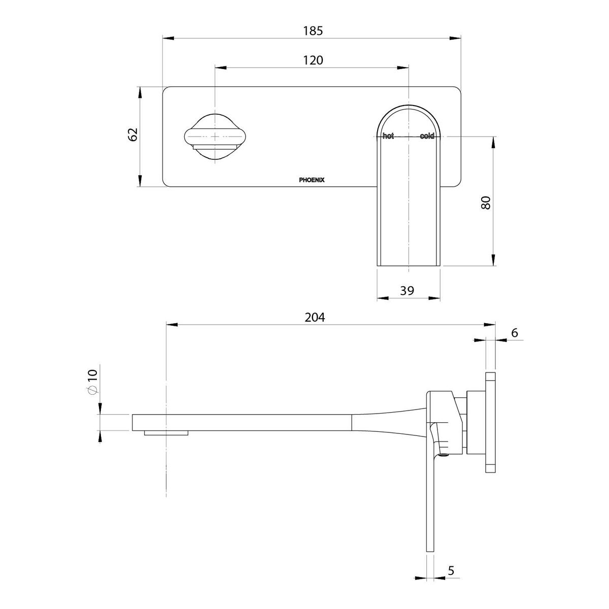 Teel SwitchMix Wall Basin / Bath Mixer Set 200mm Fit-Off Kit, Lead Free - Matte Black