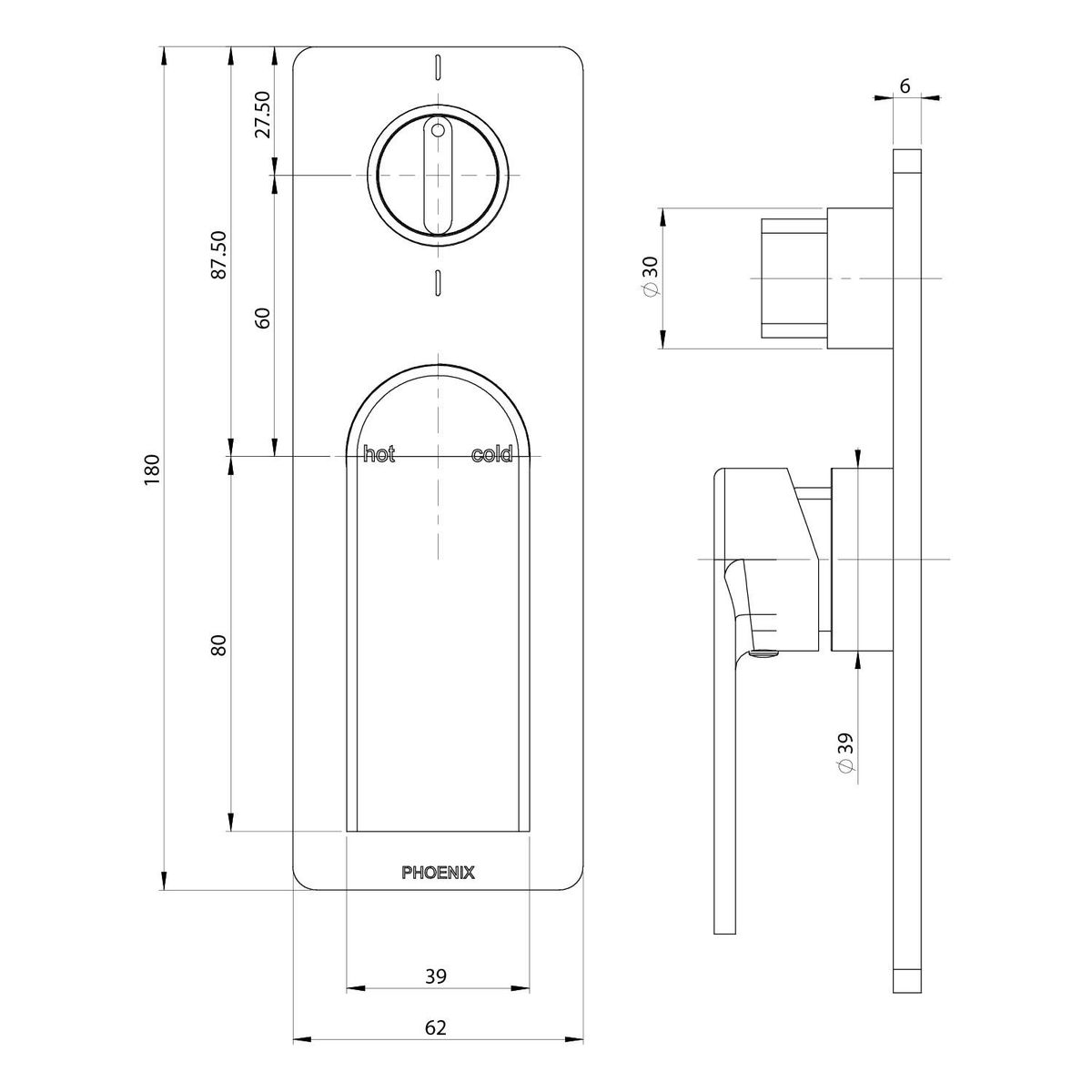 Teel SwitchMix Shower / Bath Diverter Mixer Fit-Off Kit - Brushed Carbon