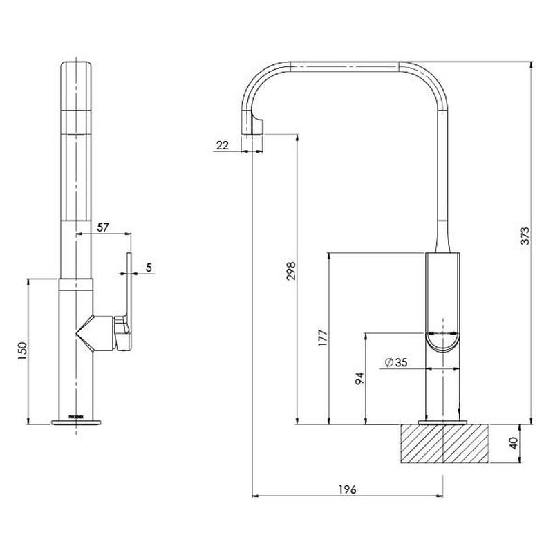 Teel Sink Mixer 200mm Squareline - Chrome