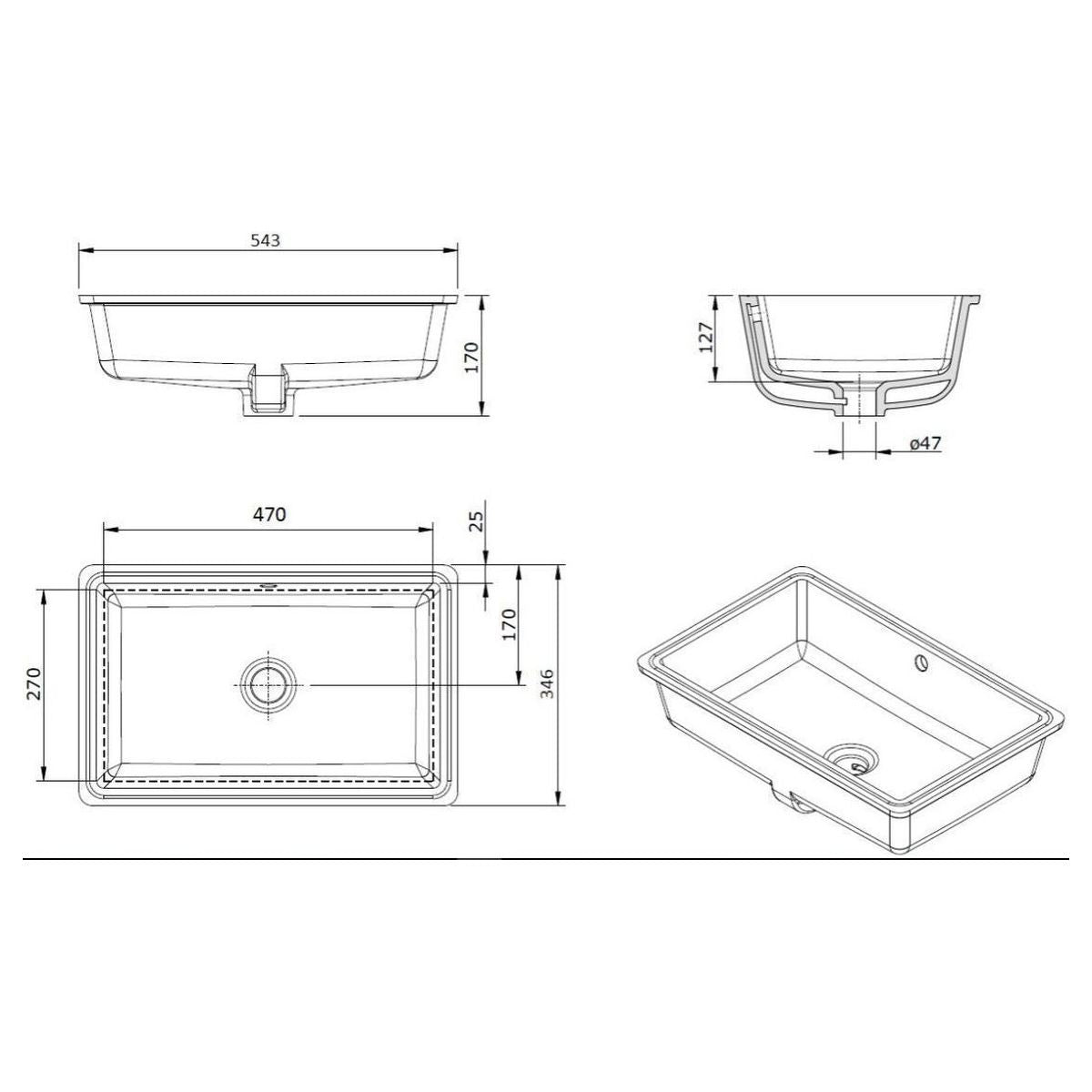 Standard Agres 53X34 Under Counter Basin