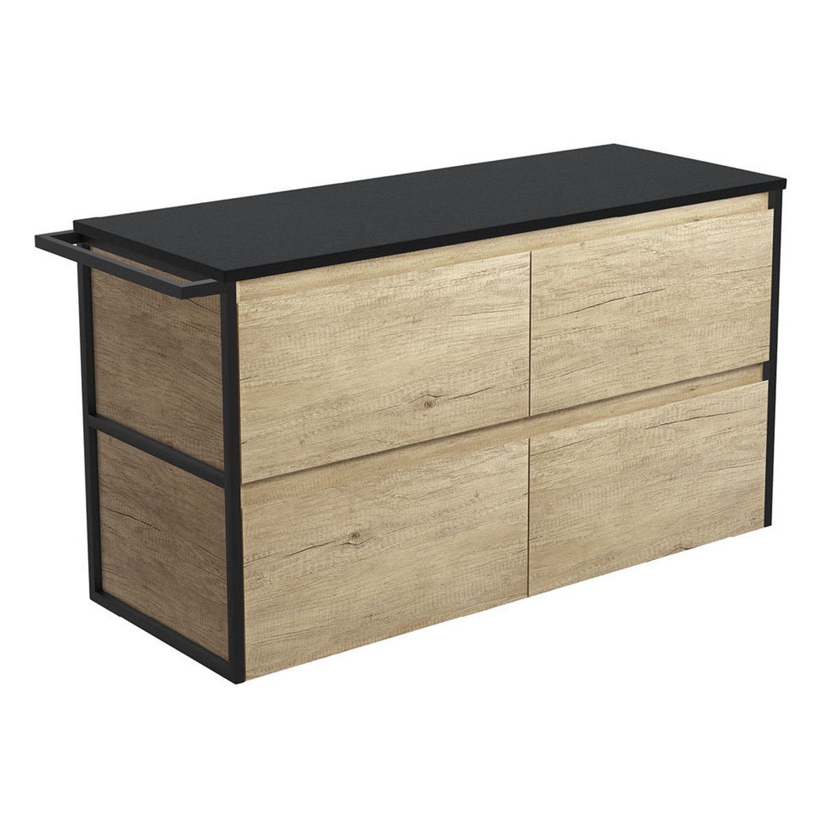 Fienza Amato Scandi Oak 1200 Wall-Hung Cabinet, 1 Frame & 1 Towel Rail