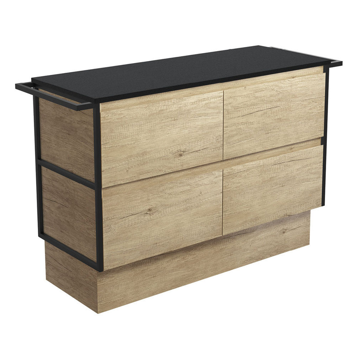 Fienza Amato Scandi Oak 1200 Cabinet On Kickboard, Matte Black Towel Rails