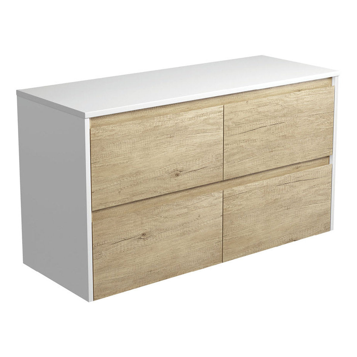 Fienza Amato Scandi Oak 1200 Wall-Hung Cabinet, Satin White Panels
