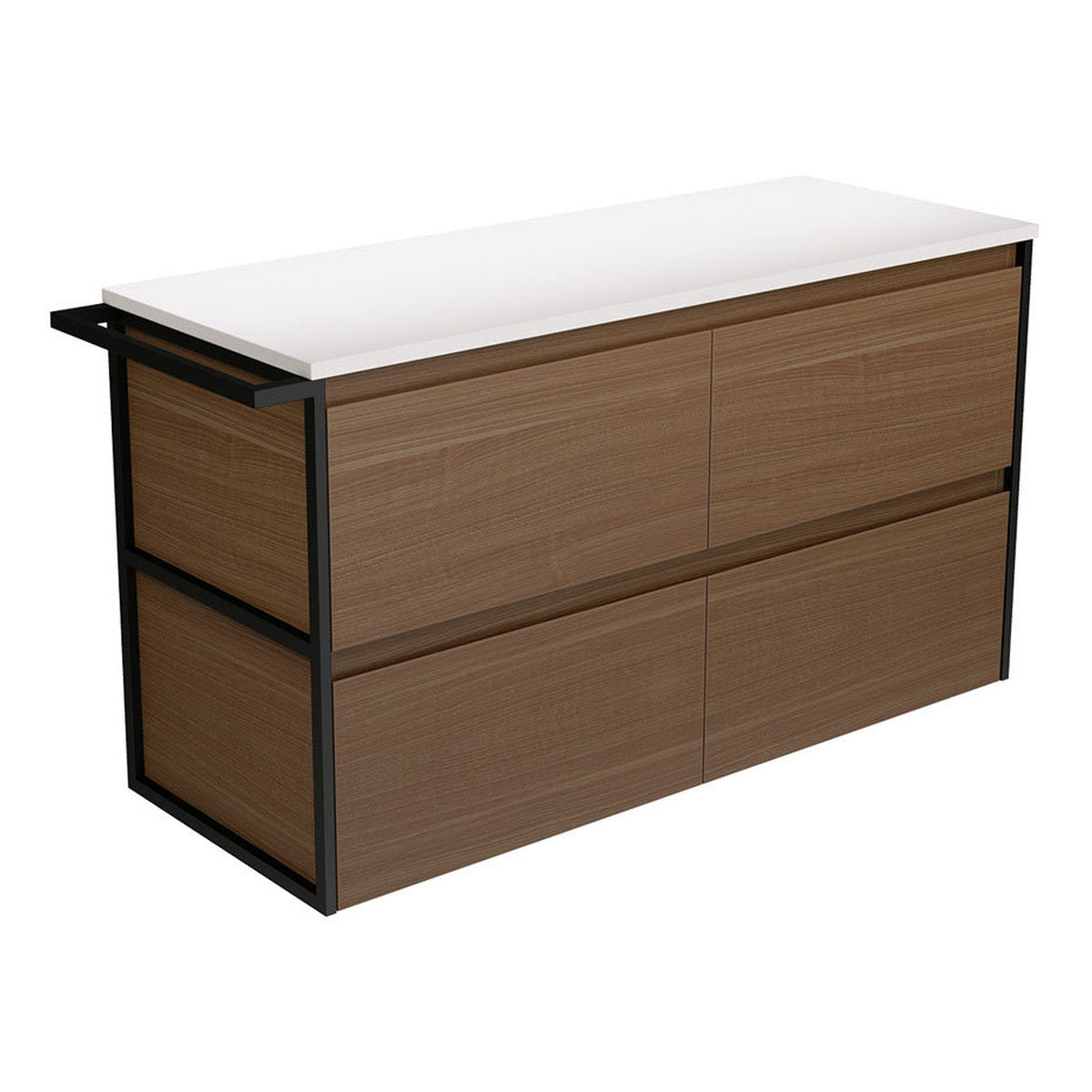 Fienza Amato Walnut 1200 Wall-Hung Cabinet, 1 Frame & 1 Towel Rail