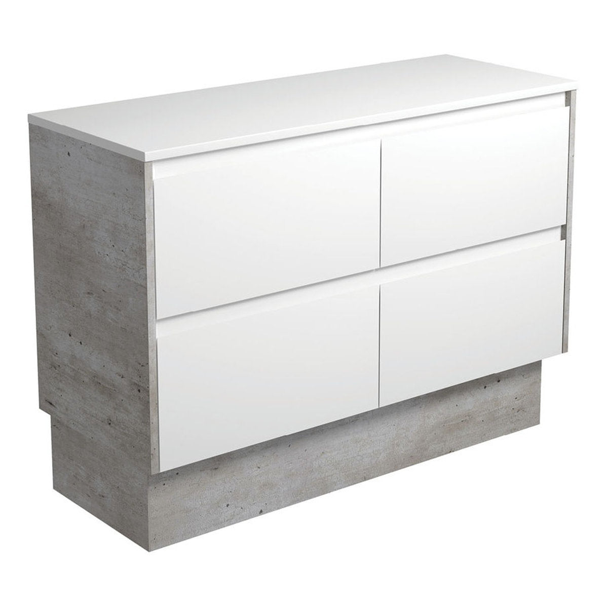 Fienza Amato Satin White 1200 Cabinet On Kickboard, Industrial Panels