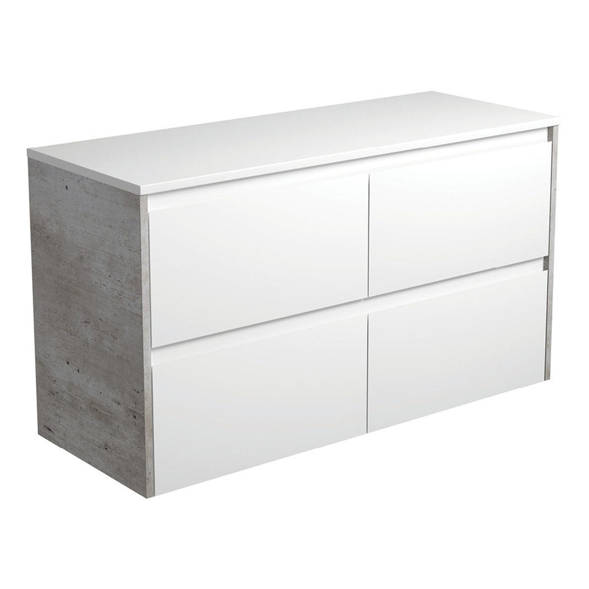 Fienza Amato Satin White 1200 Wall-Hung Cabinet, Industrial Panels