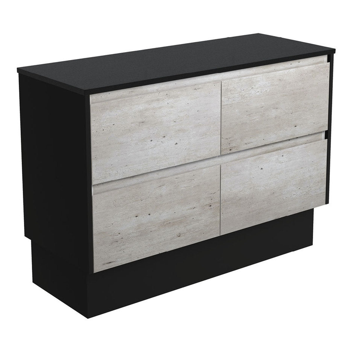 Fienza Amato Industrial 1200 Cabinet On Kickboard, Satin Black Panels
