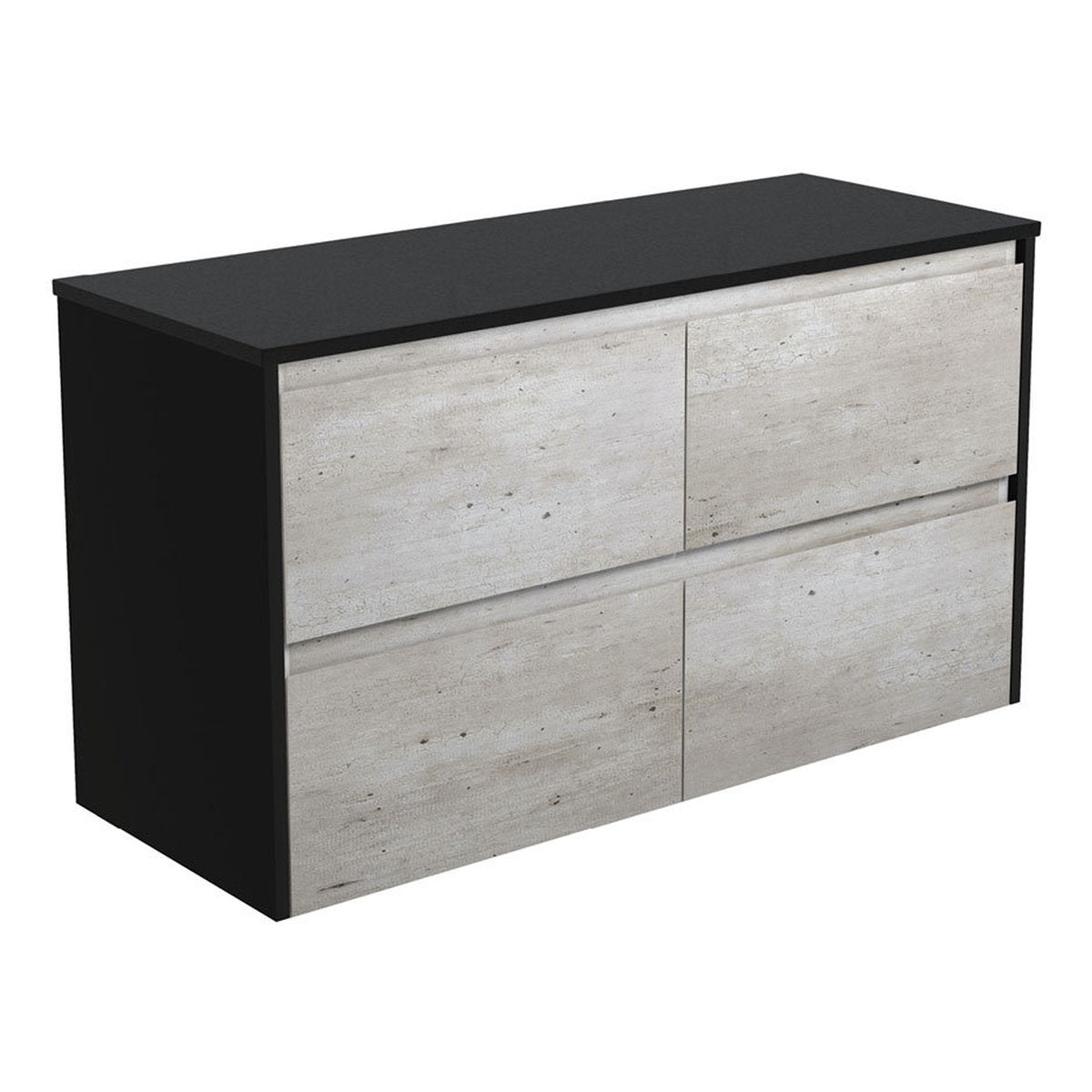 Fienza Amato Industrial 1200 Wall-Hung Cabinet, Satin Black Panels