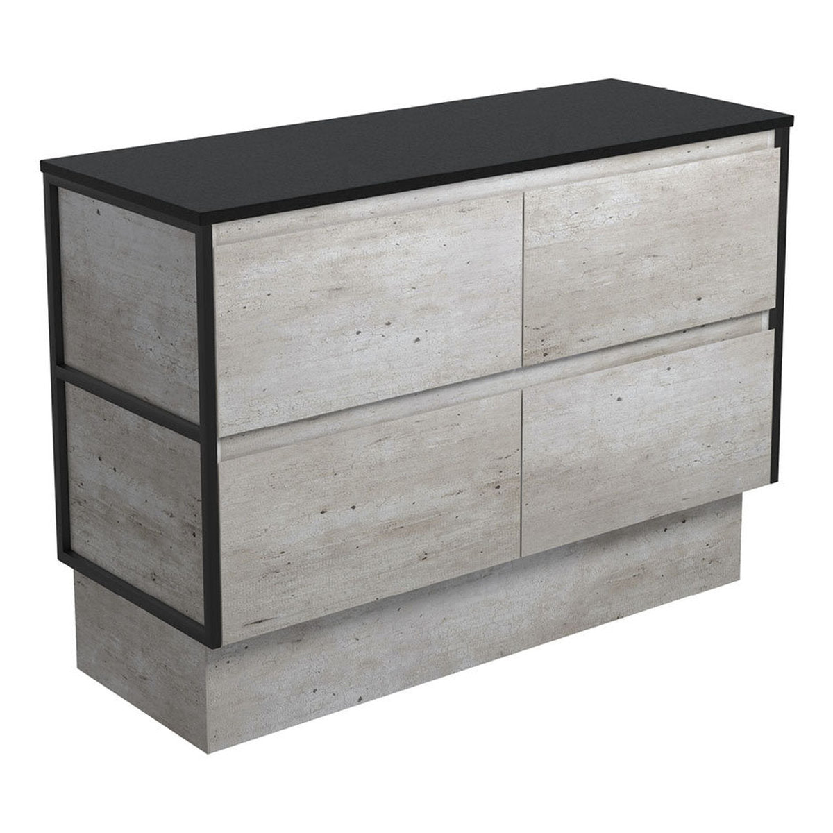 Fienza Amato Industrial 1200 Cabinet On Kickboard, Matte Black Frames