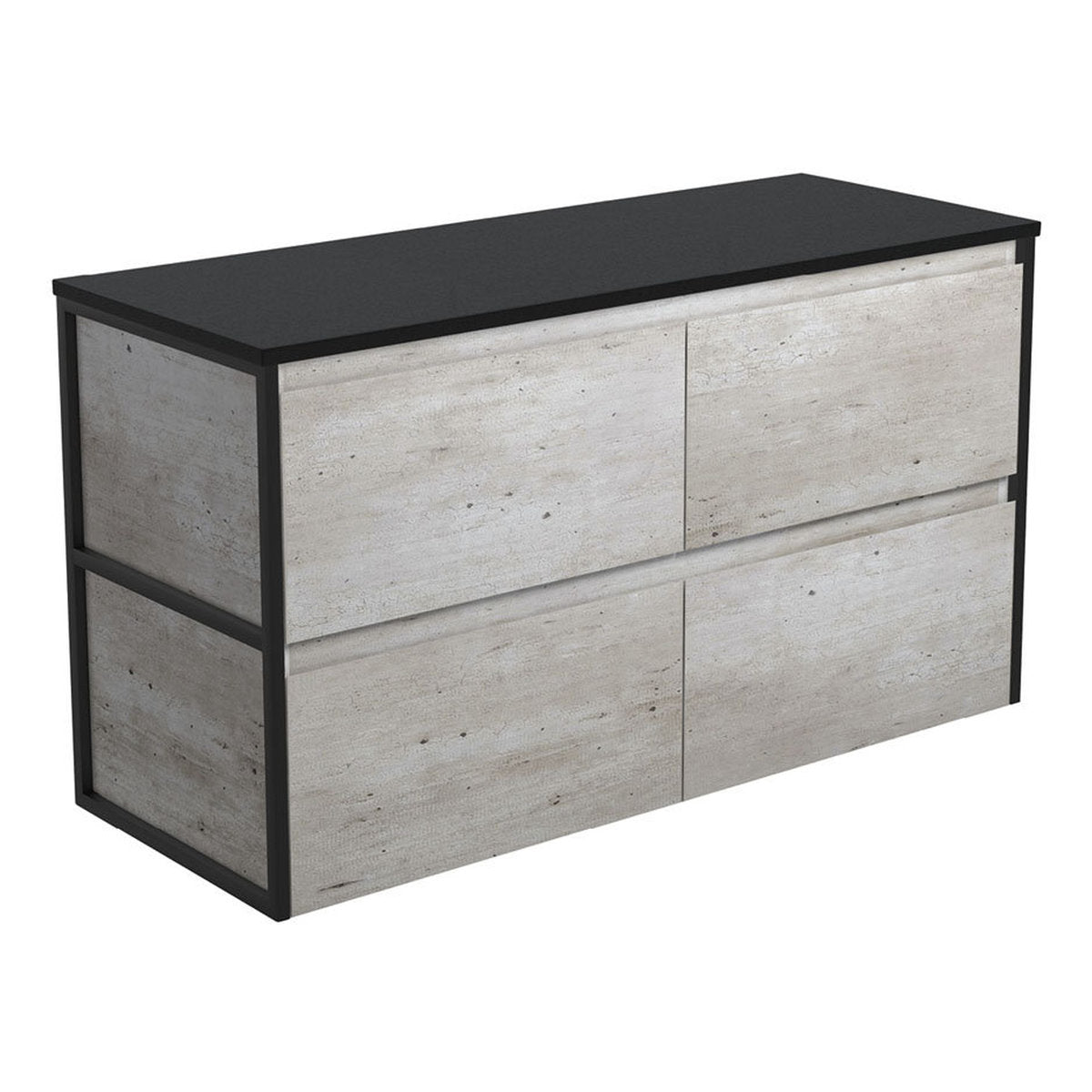 Fienza Amato Industrial 1200 Wall-Hung Cabinet, Matte Black Frames