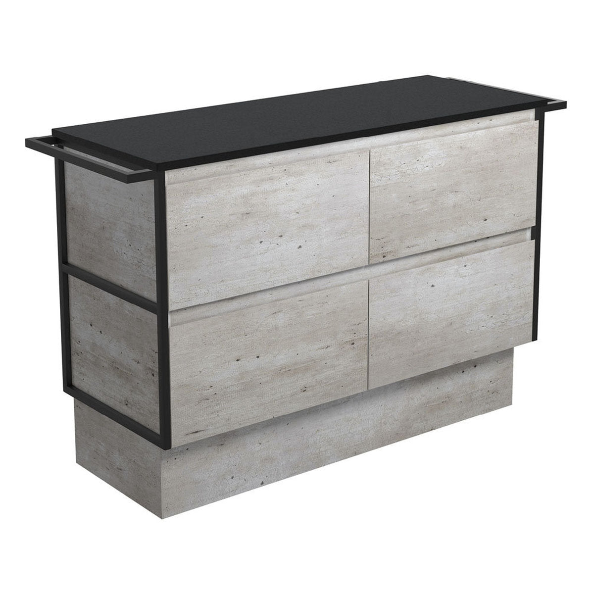 Fienza Amato Industrial 1200 Cabinet On Kickboard, Matte Black Towel Rails