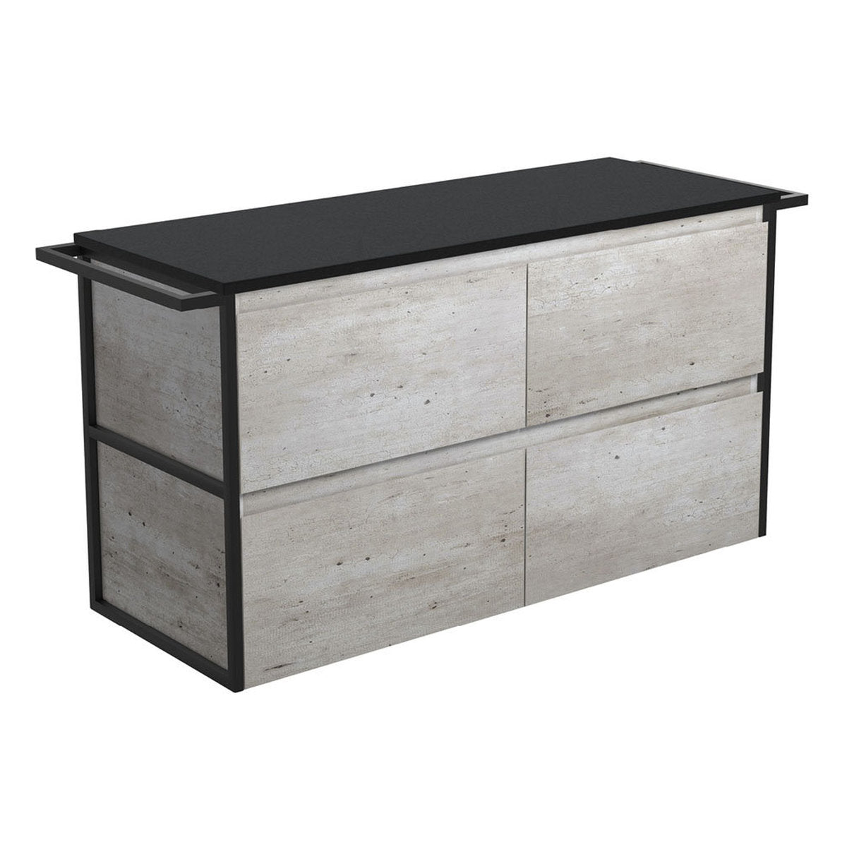 Fienza Amato Industrial 1200 Wall-Hung Cabinet, Matte Black Towel Rails