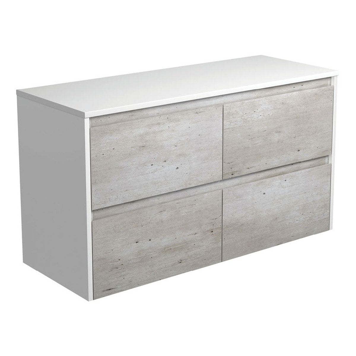 Fienza Amato Industrial 1200 Wall-Hung Cabinet, Satin White Panels