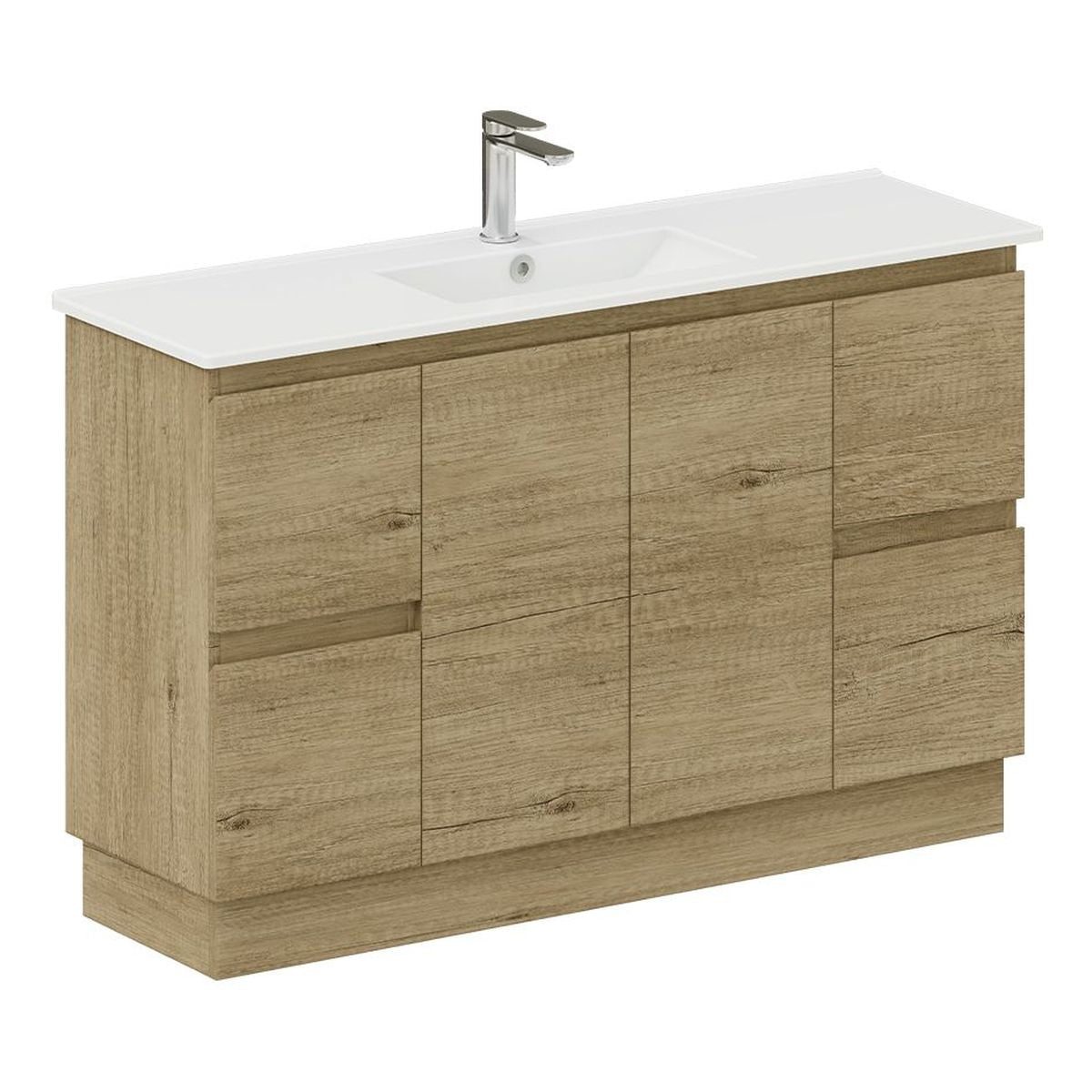 Siska Slim Scandi Oak 1200 Vanity on Kickboard