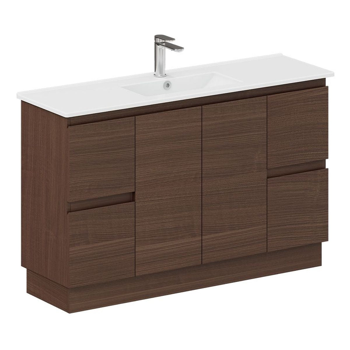 Siska Slim Walnut 1200 Vanity on Kickboard