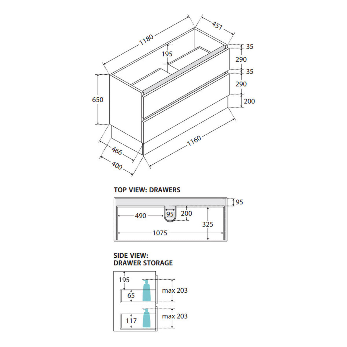 Fienza Quest 1200 Cabinet On Kickboard