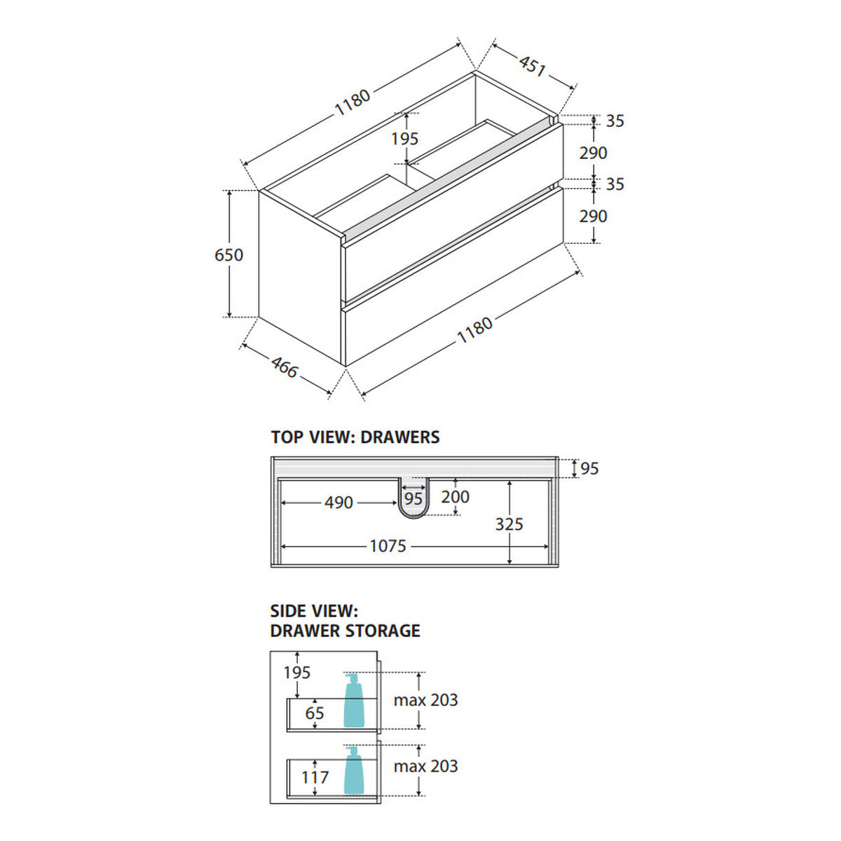 Fienza Quest 1200 Wall-Hung Cabinet