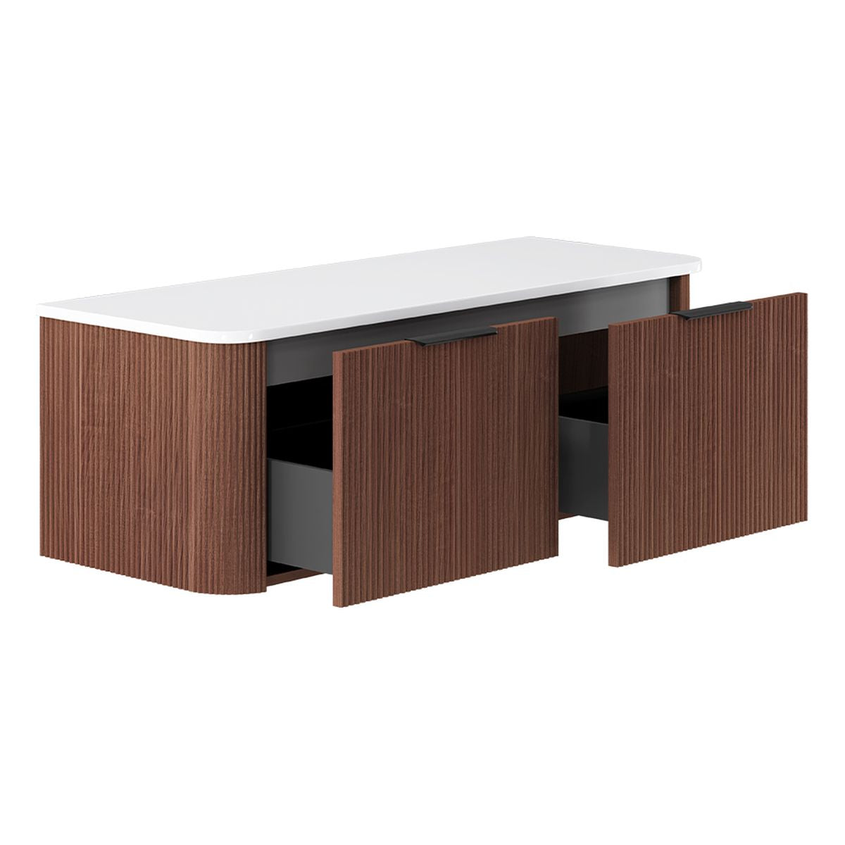 Fienza Minka Curved Walnut 1200 Wall Hung Cabinet