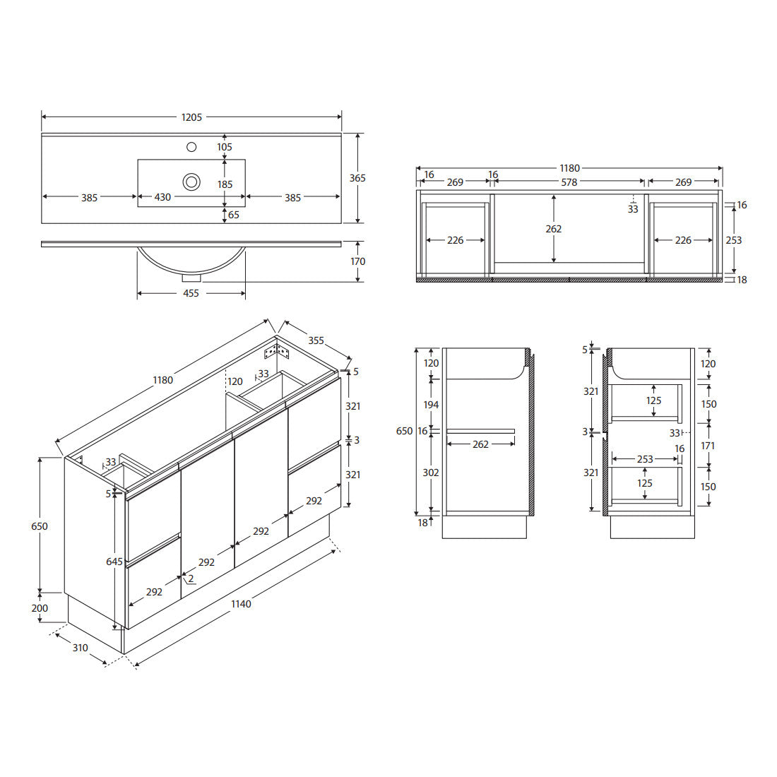 Siska Slim 1200 Vanity on Kickboard - 3 Tapholes