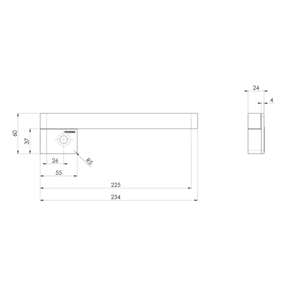 Designer Swivel Bath Outlet 230mm Square - Brushed Nickel