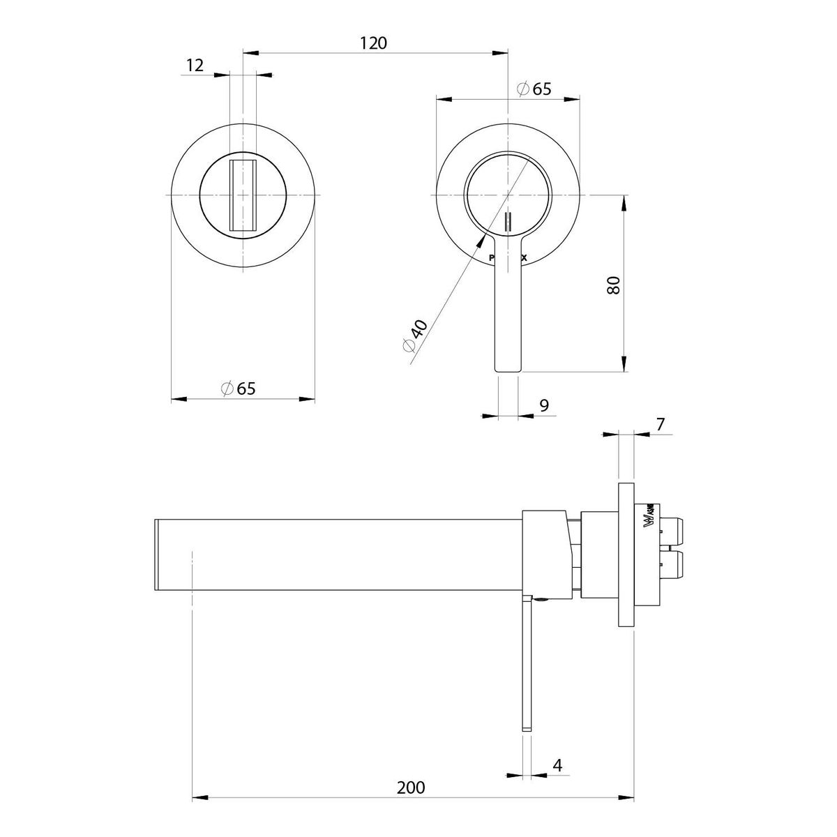 Lexi MKII SwitchMix Wall Bath Mixer Set 200mm Fit-Off Kit - Brushed Nickel