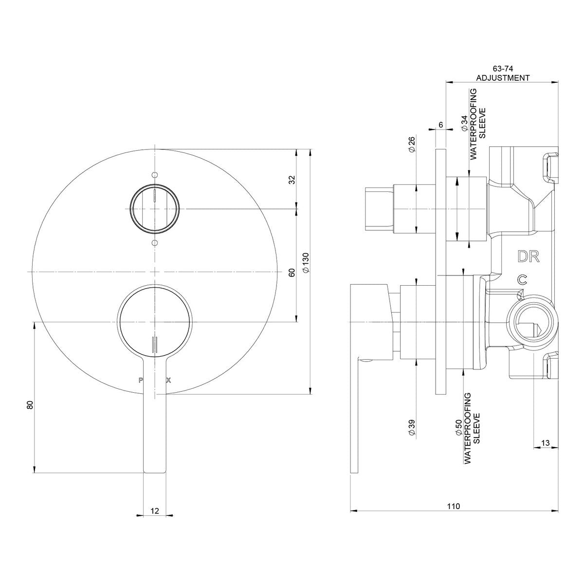 Phoenix Lexi MKII SwitchMix Shower/Bath Diverter Mixer (Complete Kit), Brushed Nickel