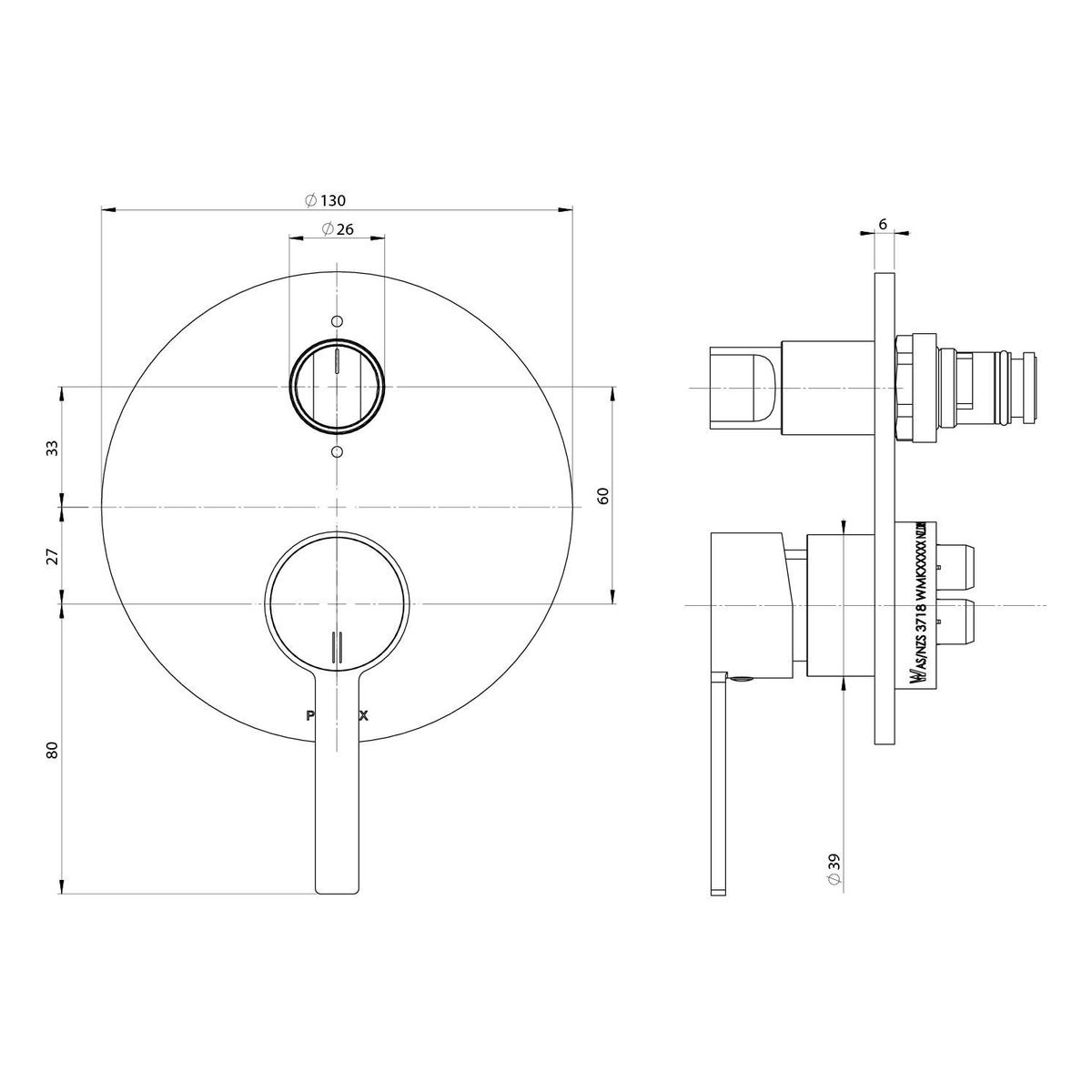 Lexi MKII SwitchMix Shower / Bath Diverter Mixer Fit-Off Kit - Brushed Nickel