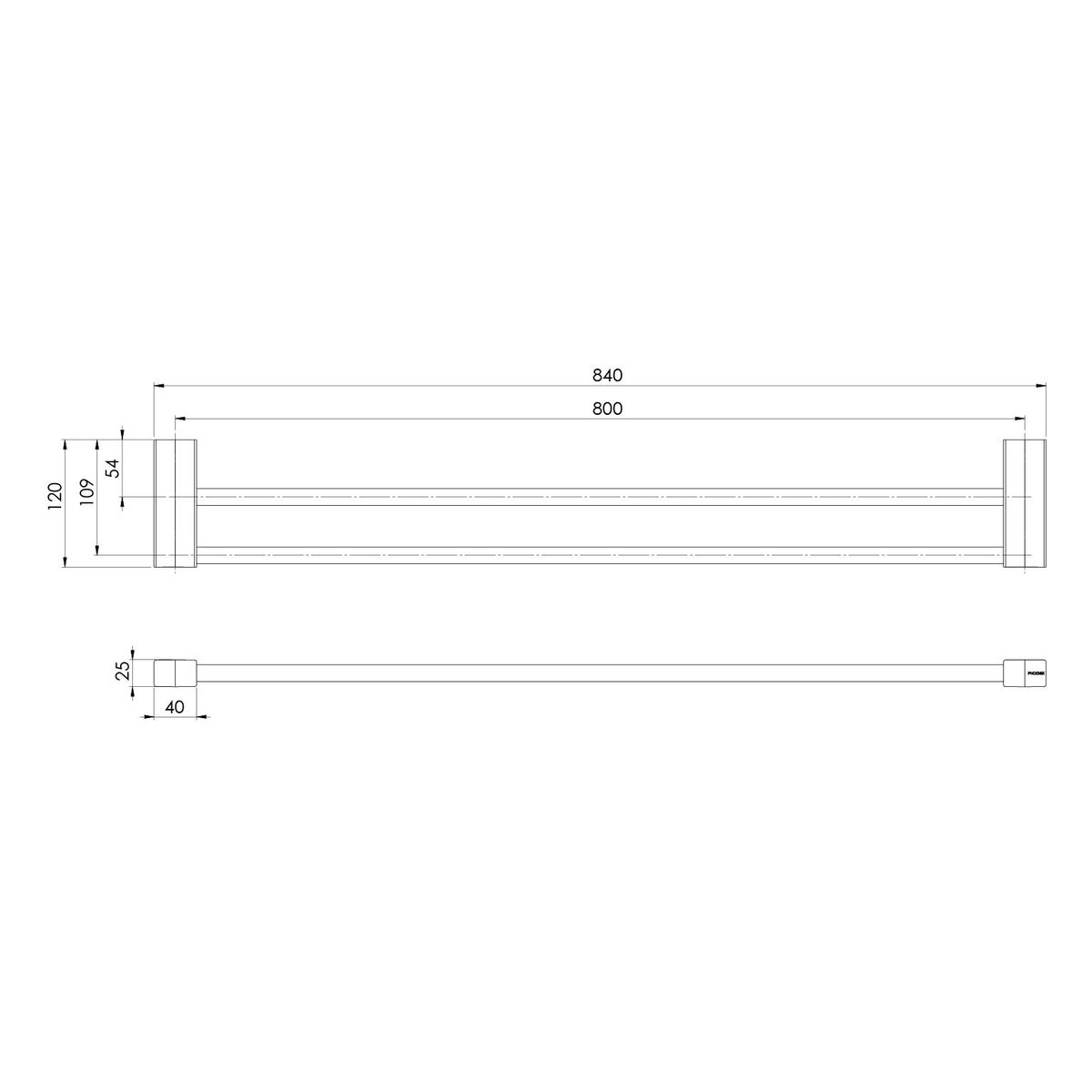 Lexi MKII Double Towel Rail 800mm - Chrome