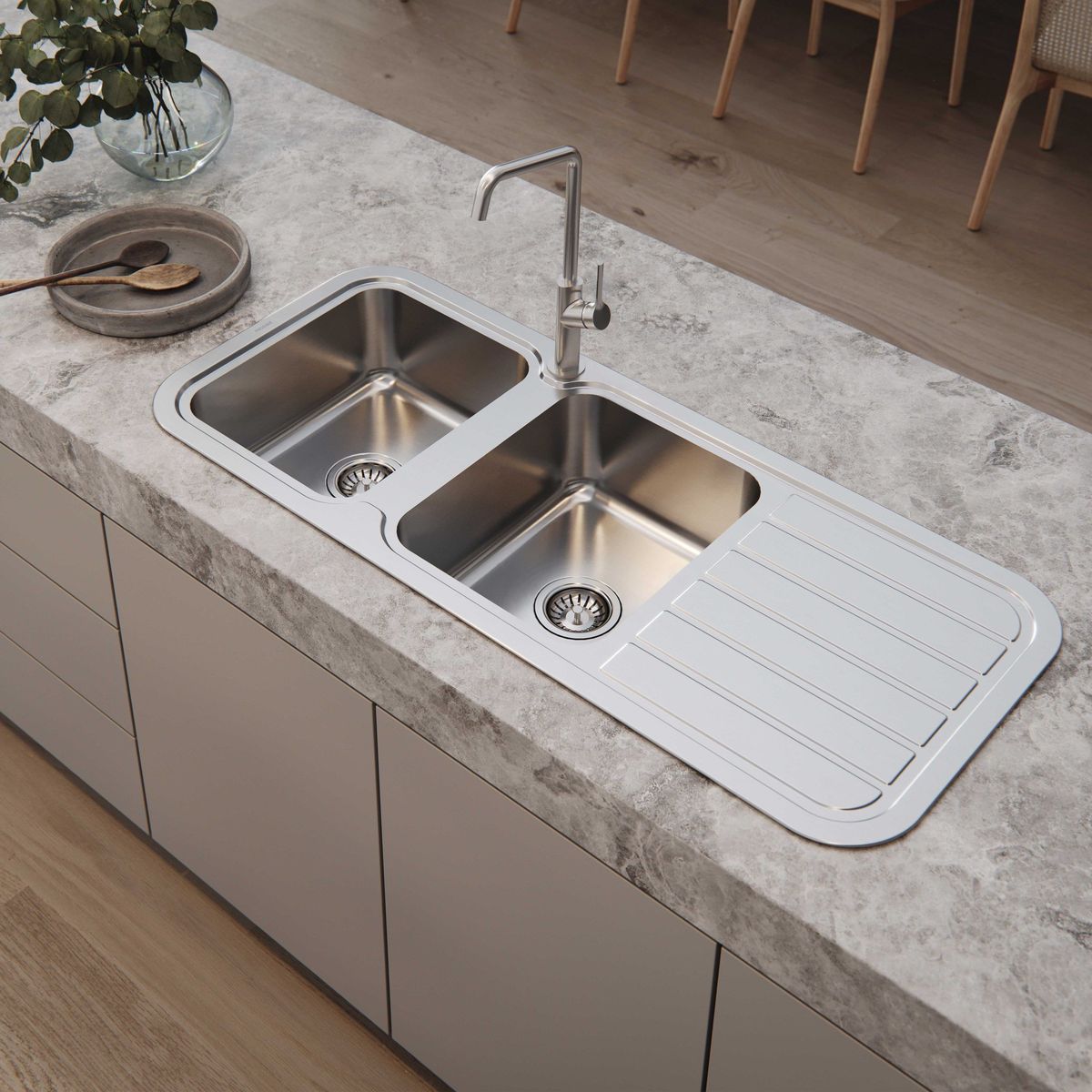 Ester Sink Mixer 200mm Squareline - Brushed Nickel