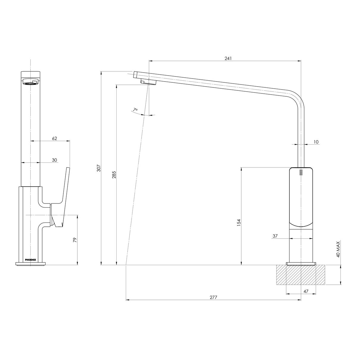 Enviro316 Sink Mixer 240mm Squareline - Lead Free