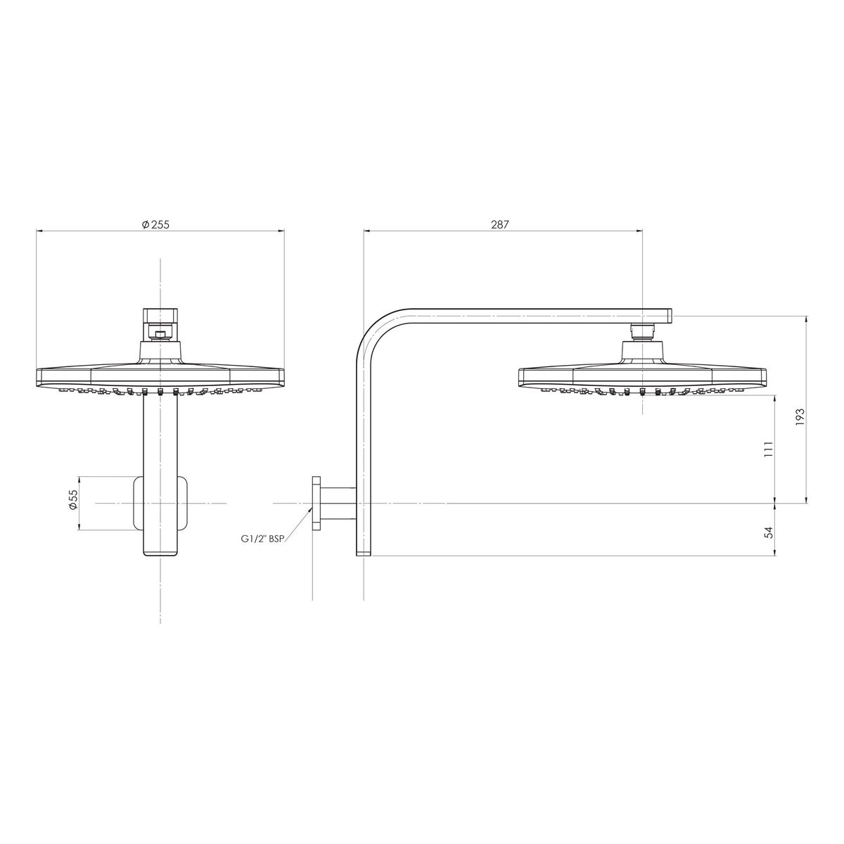 Nuage High-Rise Shower Arm and Rose - Brushed Carbon