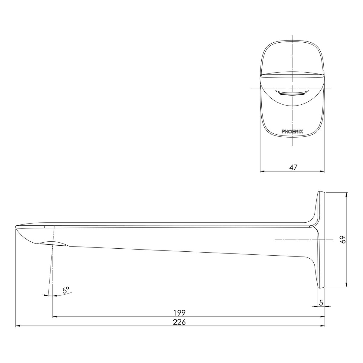 Nuage Wall Basin / Bath Outlet 200mm - Brushed Carbon