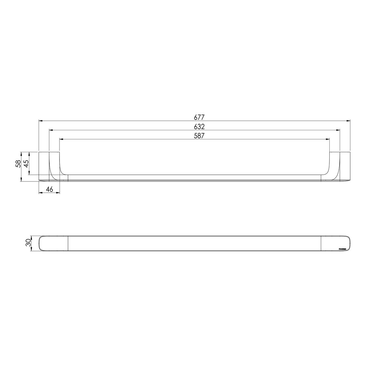 Nuage Single Towel Rail 600mm - Chrome