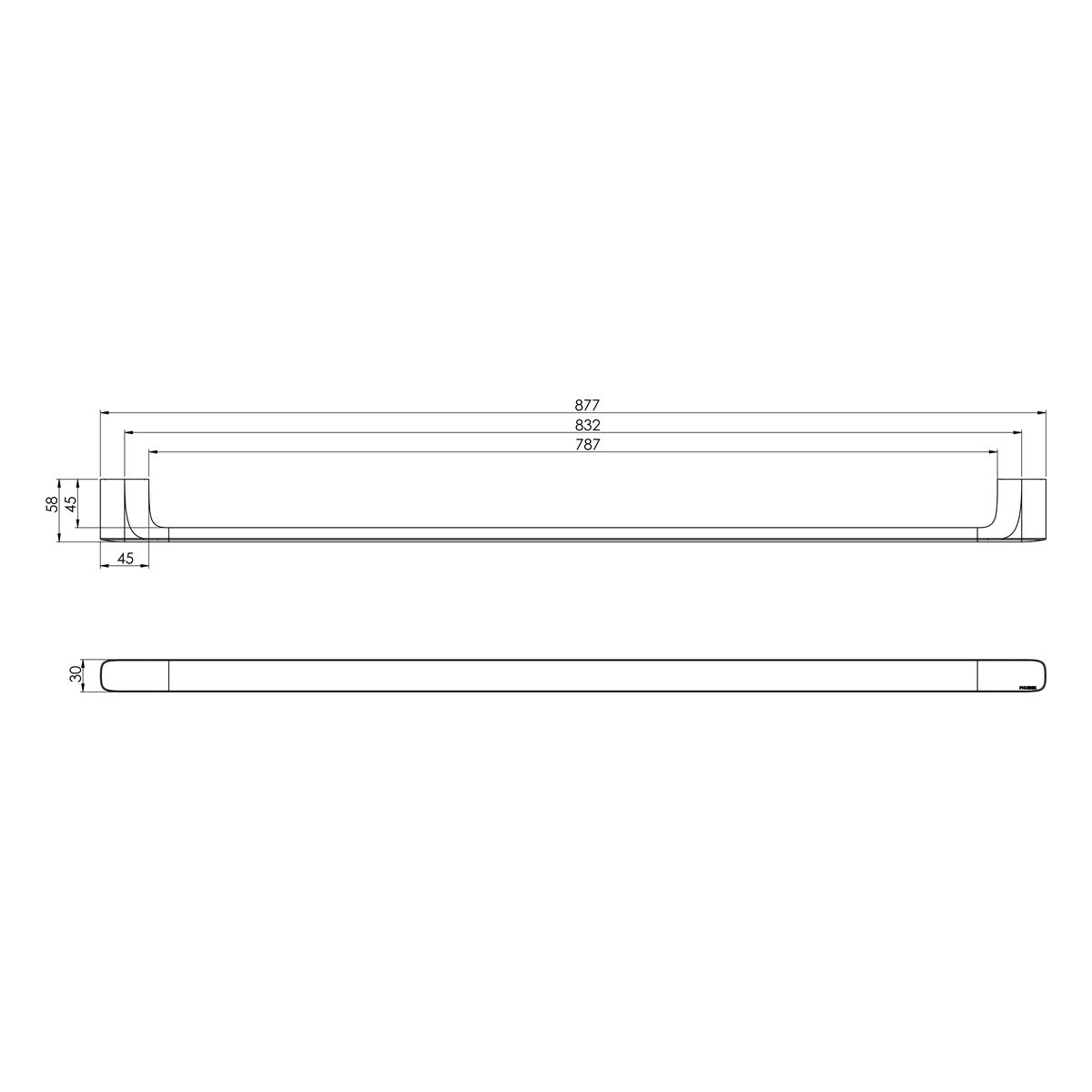 Nuage Single Towel Rail 800mm - Chrome