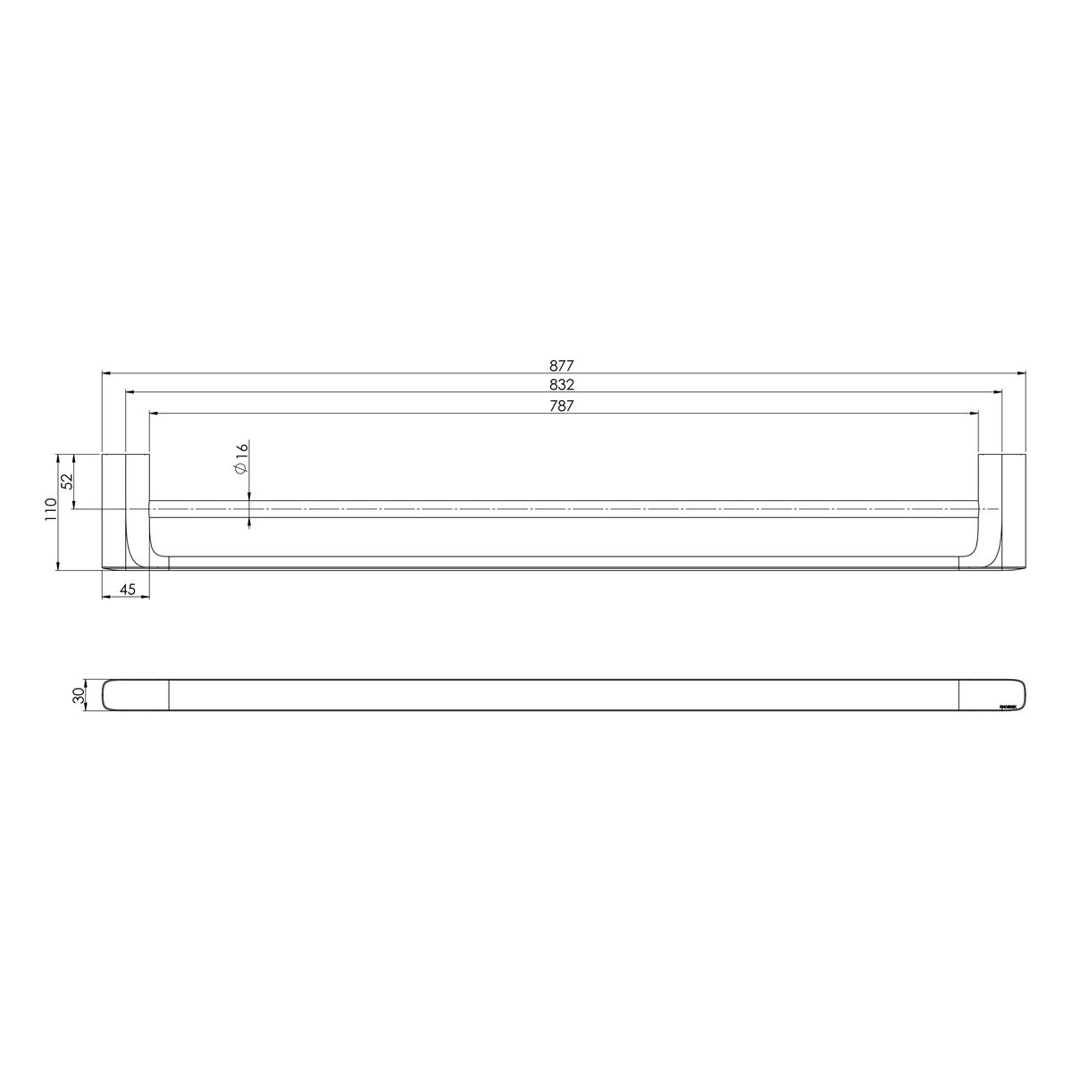 Nuage Double Towel Rail 800mm - Brushed Nickel
