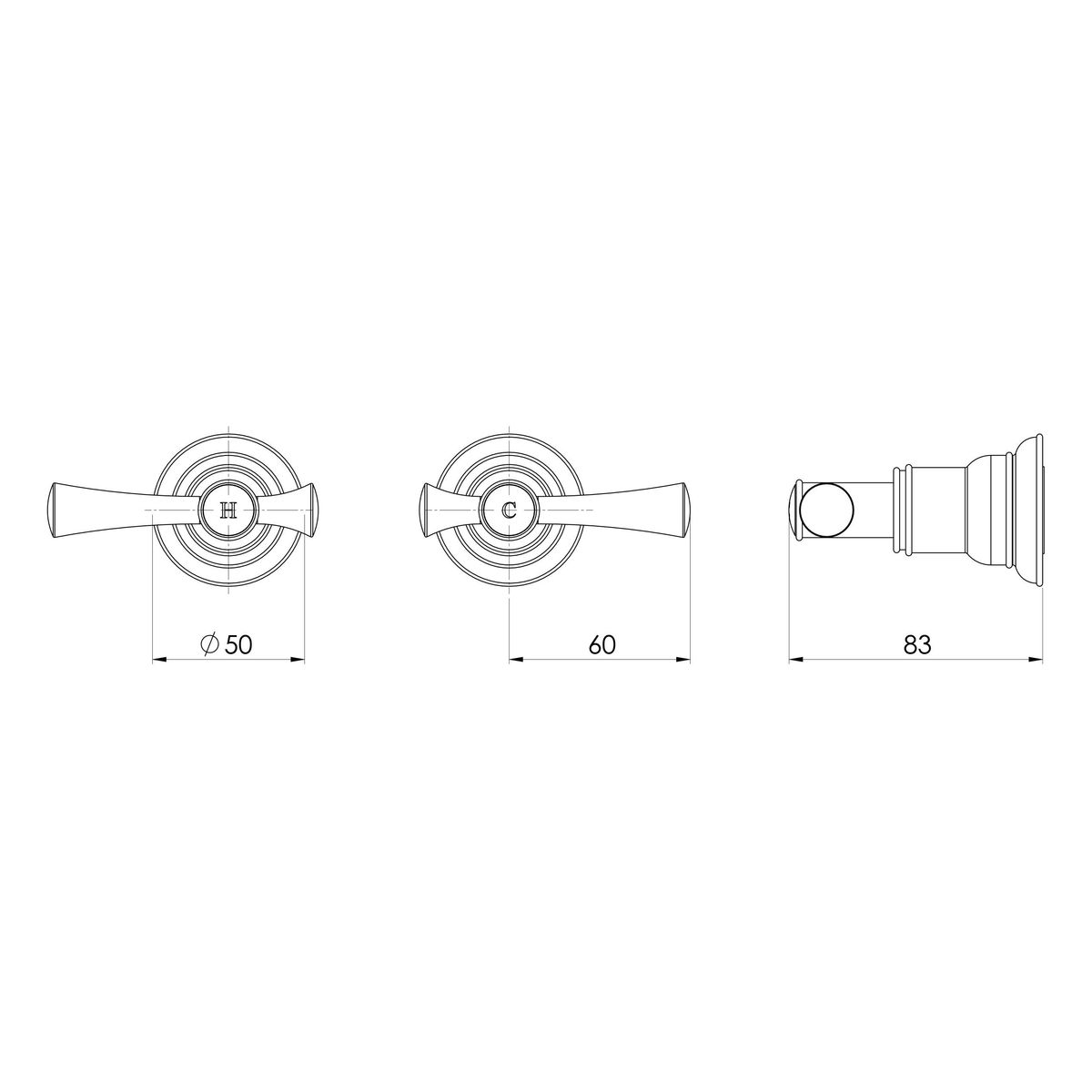 Cromford Wall Top Assemblies, Lead Free - Chrome