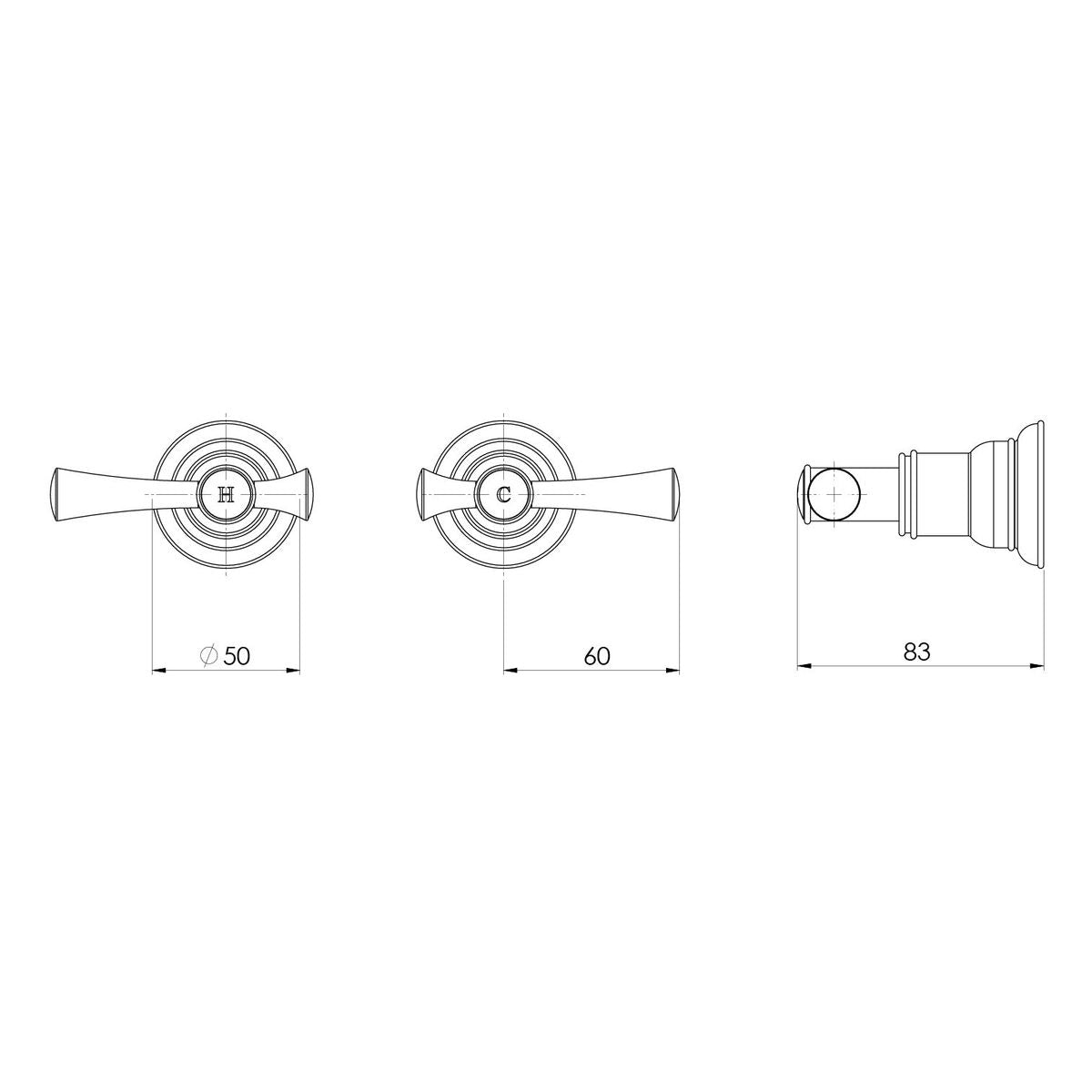 Cromford Wall Top Assemblies 15mm Extended Spindles - Brushed Nickel