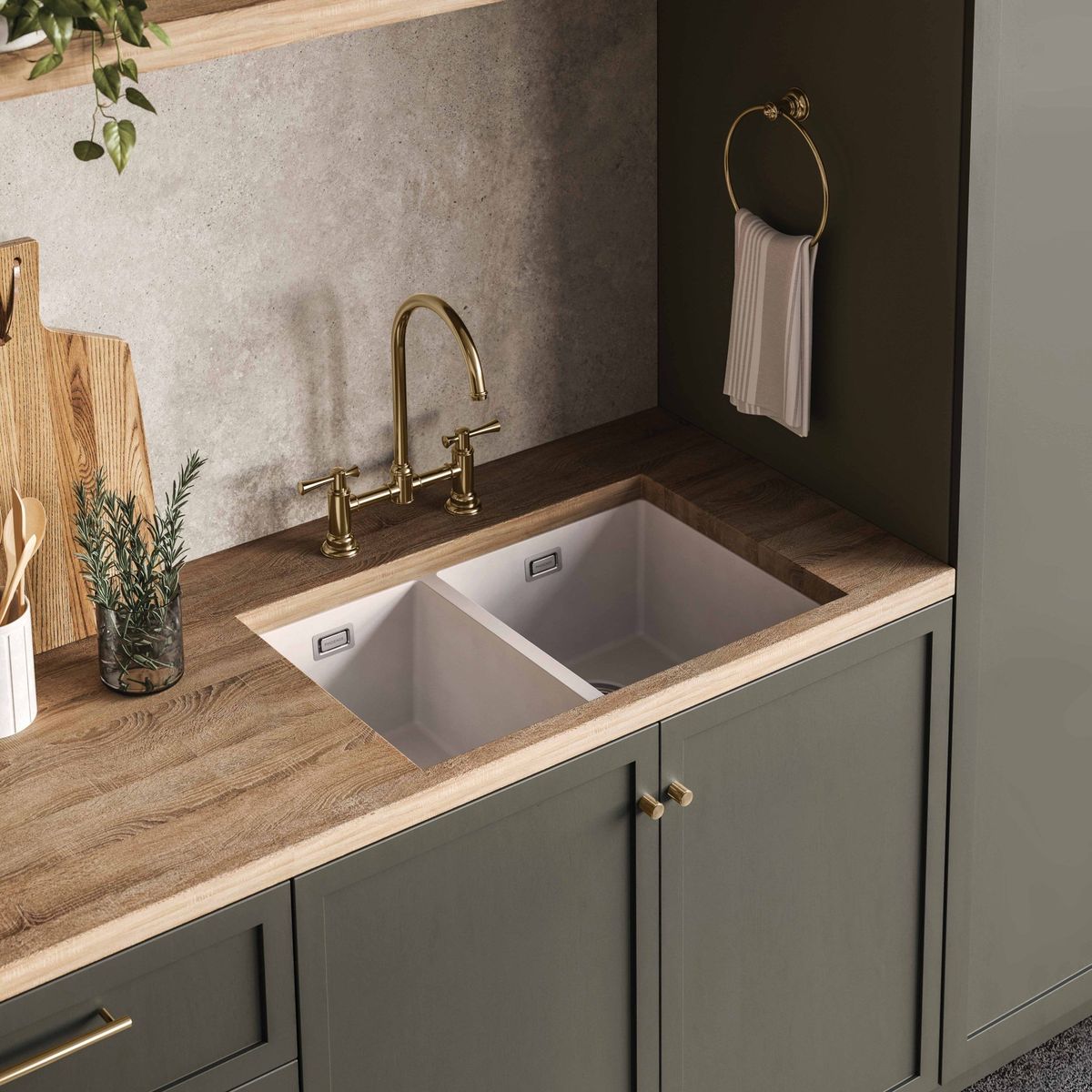 Cromford Exposed Sink Set - Brushed Gold, Lead Free