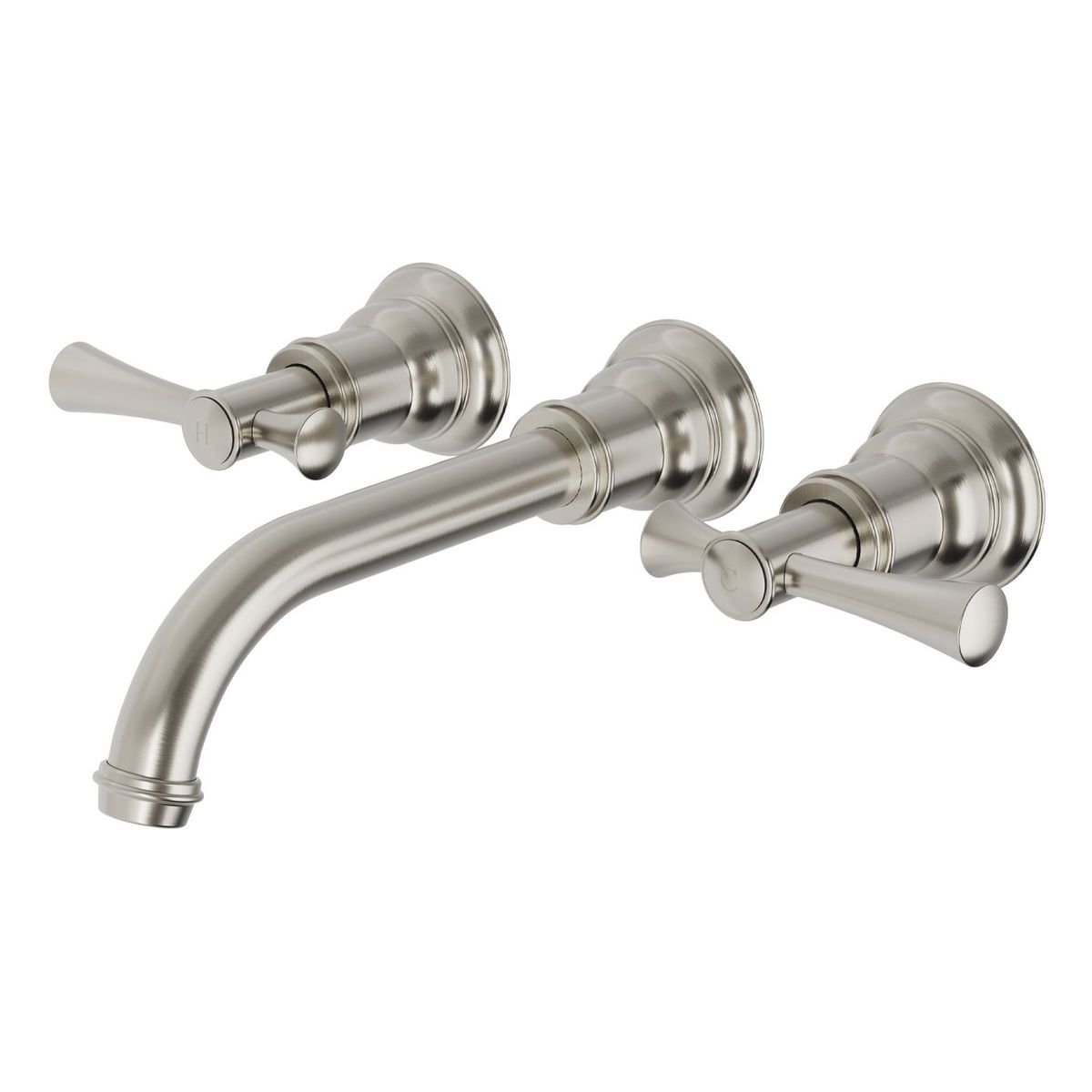 Cromford Wall Basin / Bath Tap Set, Lead Free - Brushed Nickel