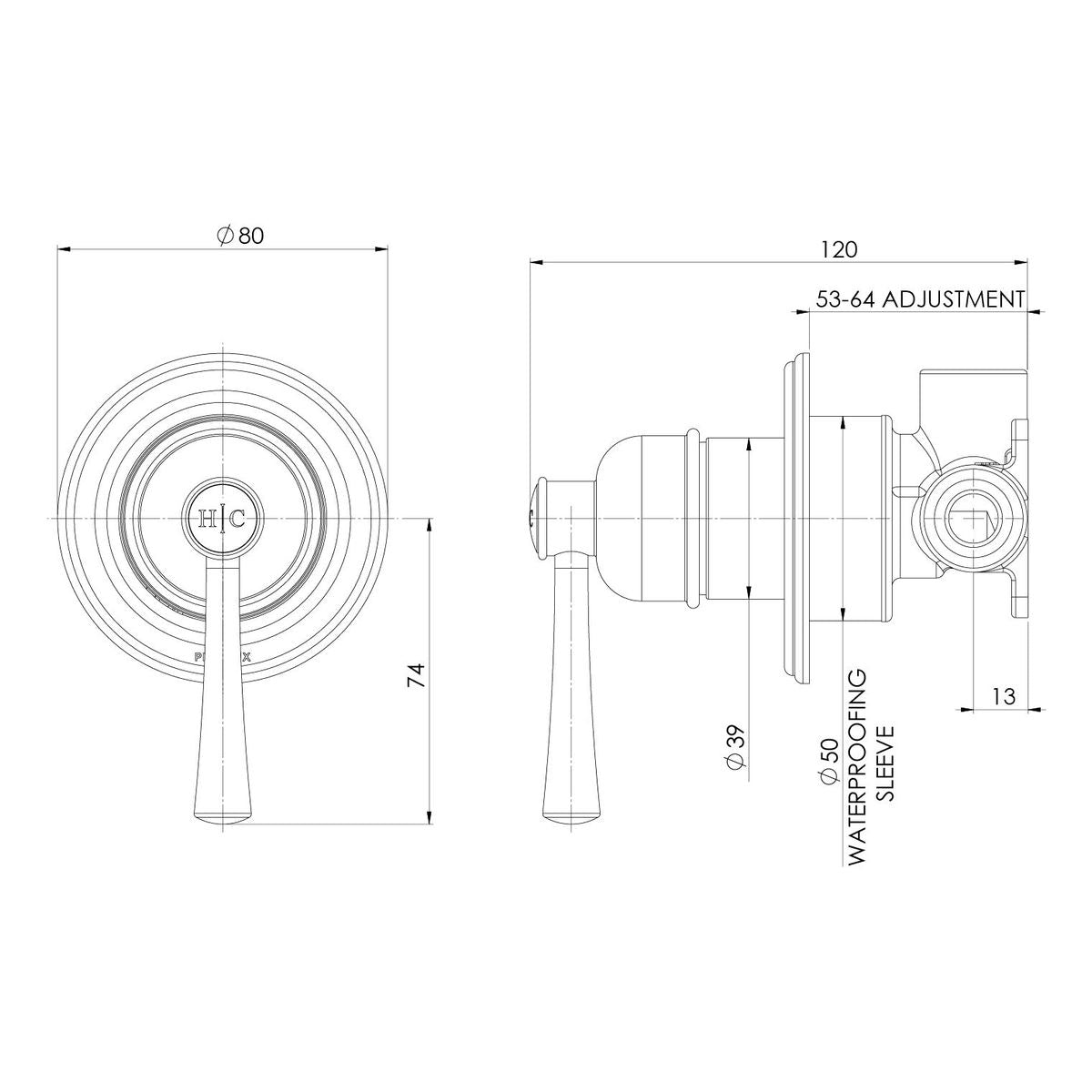 Phoenix Cromford SwitchMix Shower / Wall Mixer (Fit-Off Kit Only) - Lead Free, Brushed Bronze
