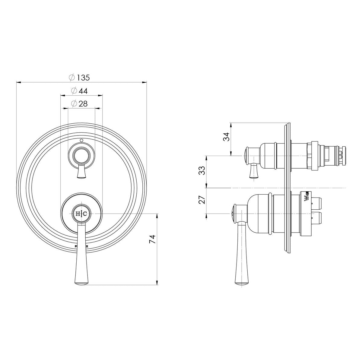 Phoenix Cromford SwitchMix Shower/Bath Diverter Mixer (Complete Kit), Chrome