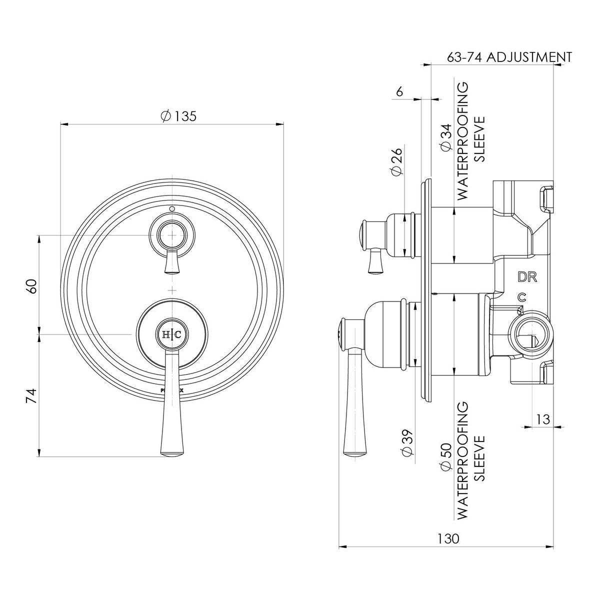Phoenix Cromford SwitchMix Shower/Bath Diverter Mixer (Fit-Off Kit Only), Lead Free, Brushed Nickel