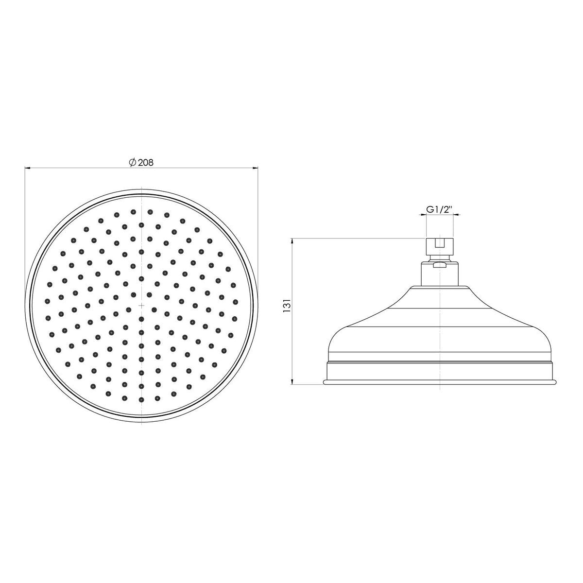 Phoenix Cromford Shower Rose 210mm, Brushed Nickel