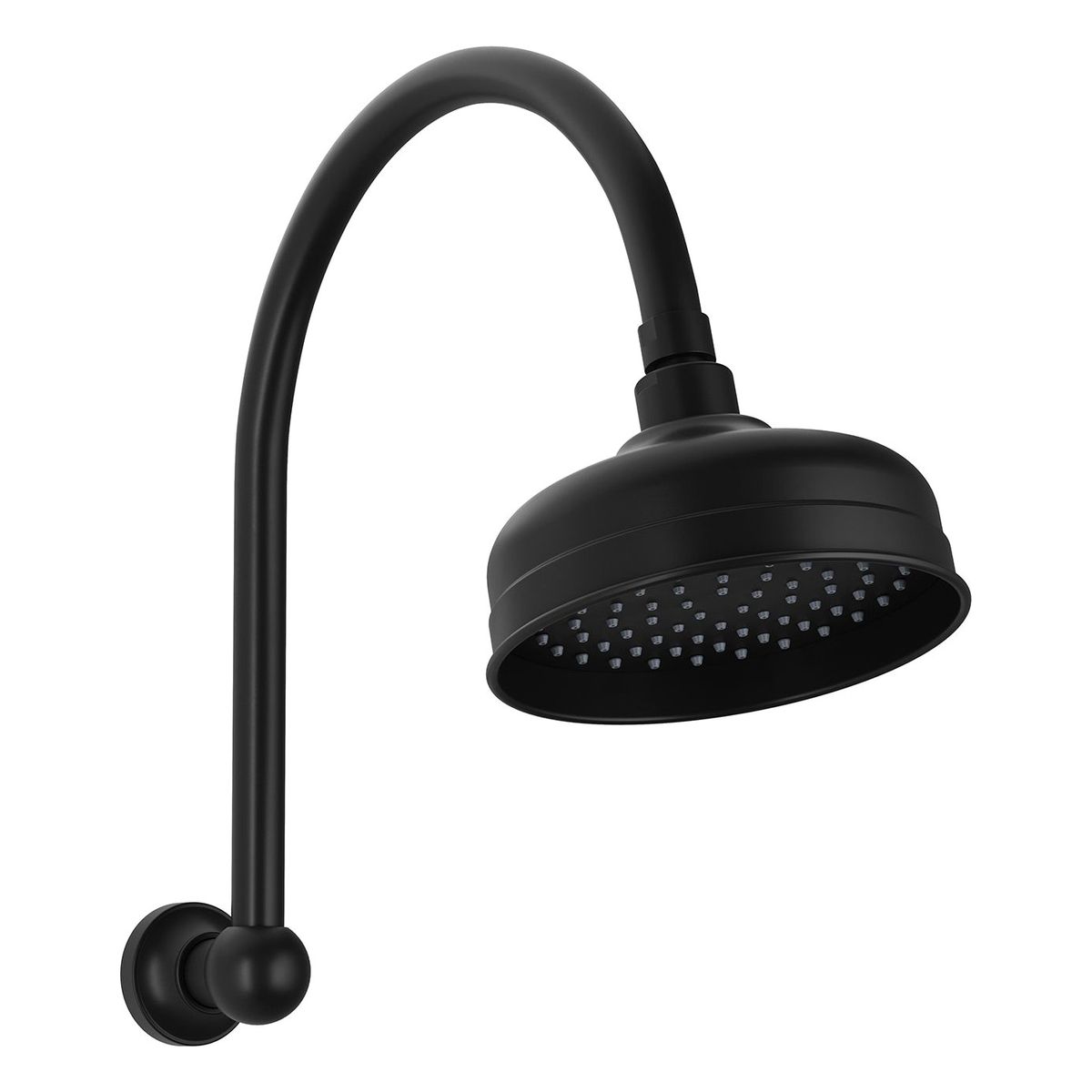 Cromford High-Rise Shower Arm and Rose - Matte Black