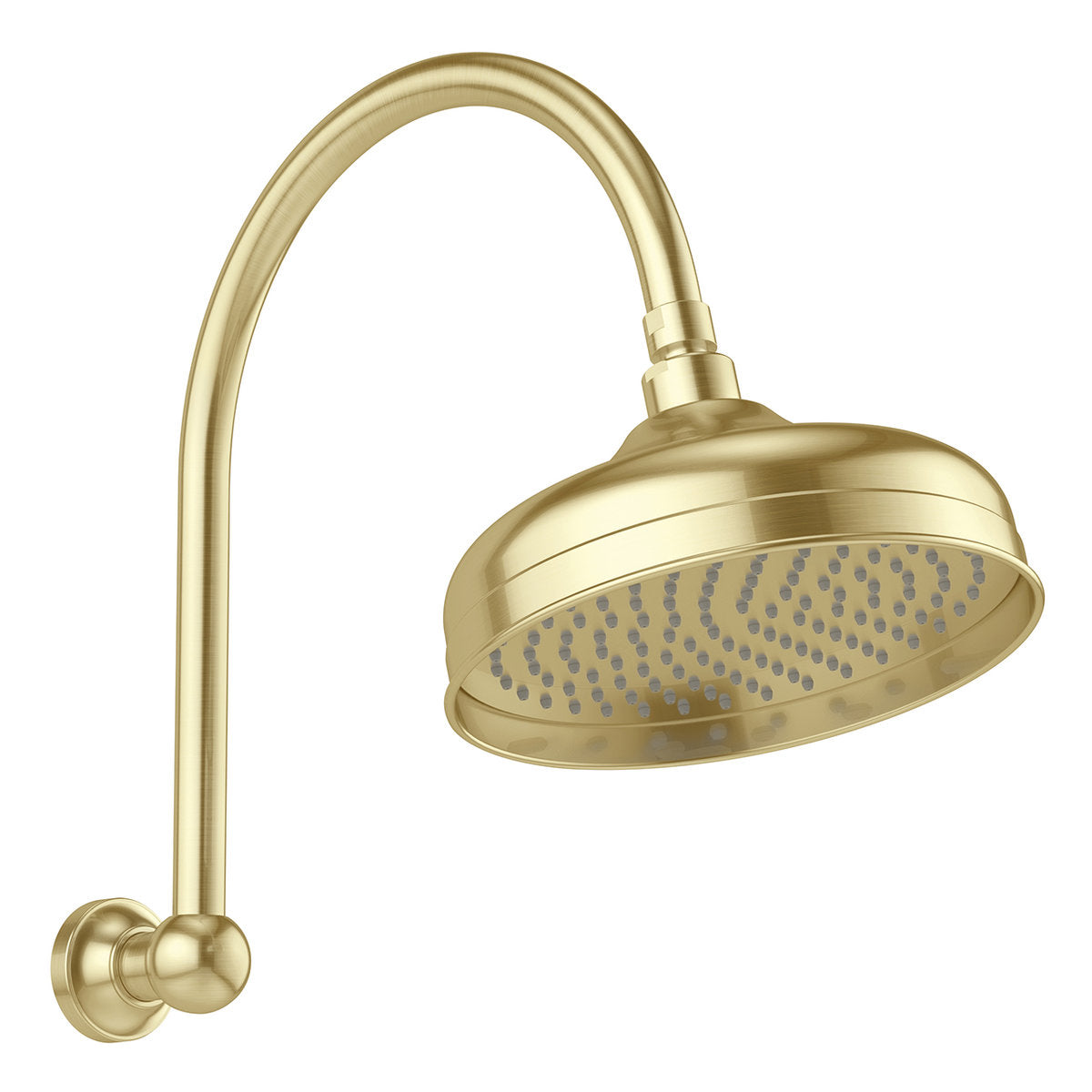 Phoenix Cromford High-Rise Shower Arm and Rose 210mm, Brushed Gold