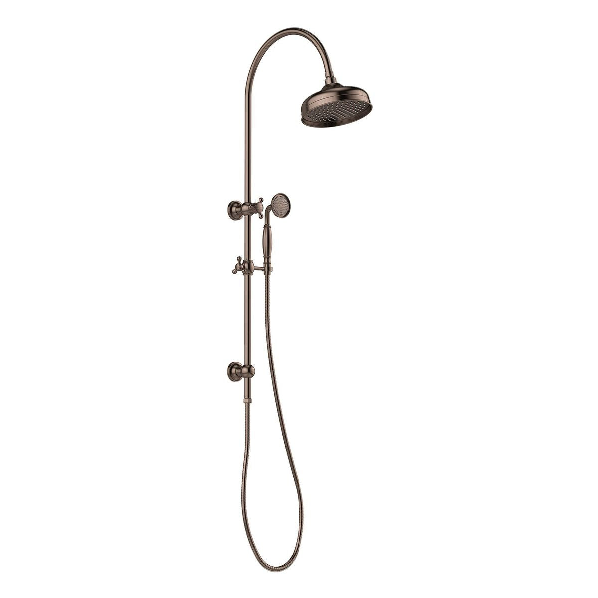 Phoenix Cromford Twin Shower 210mm Rose, Brushed Bronze