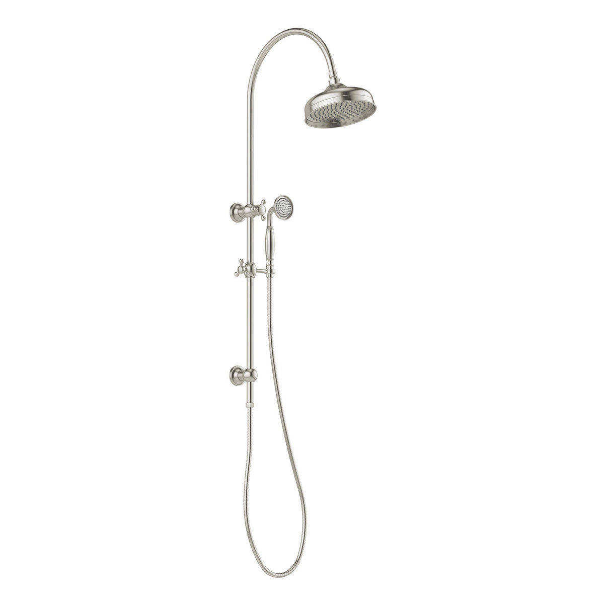 Phoenix Cromford Twin Shower 210mm Rose, Brushed Nickel
