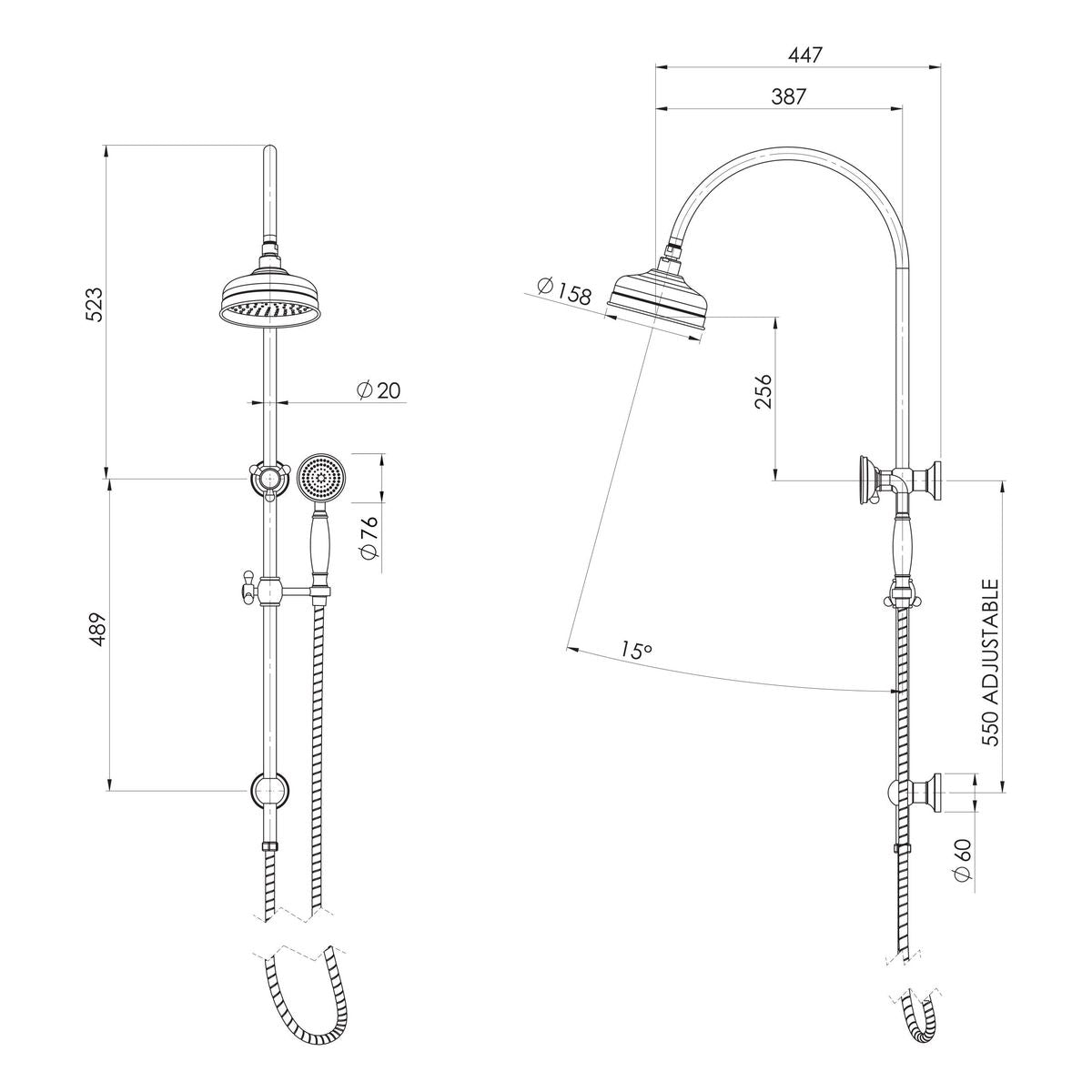Cromford Twin Shower - Chrome